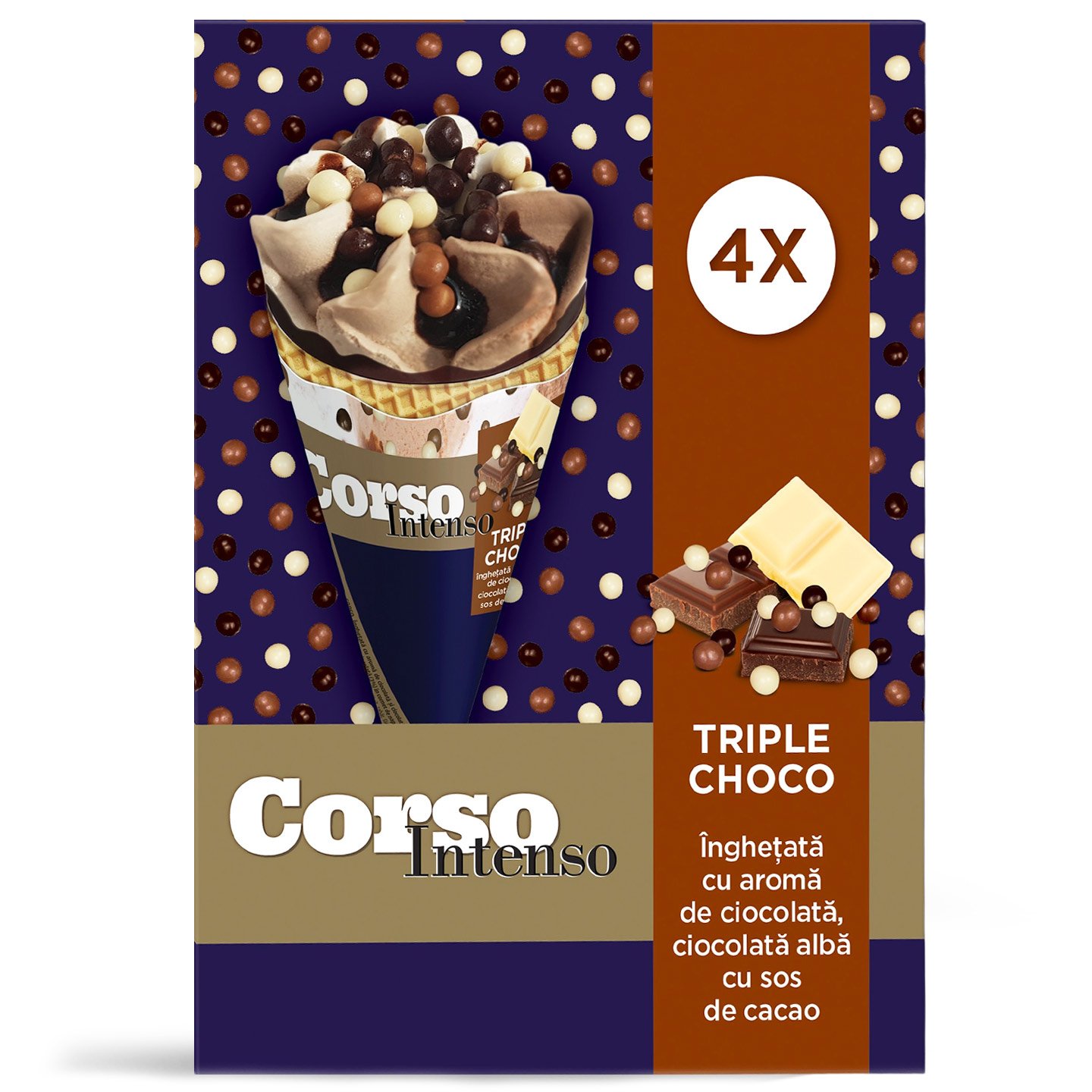 Inghețată cu 3 tipuri de ciocolată Corso 4x110ml