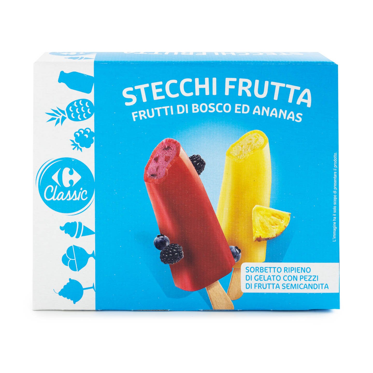 Sorbet cu fructe de pădure și ananas Carrefour Classic 6x60g, per pachet