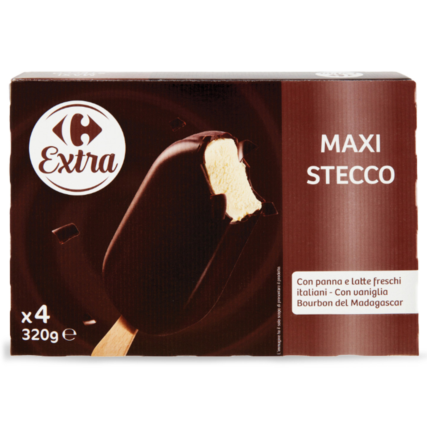 Înghețată cu frișcă, lapte și ciocolată Carrefour 4x80g 