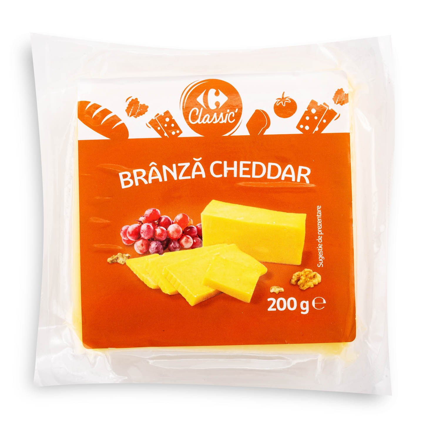  Brânză Cheddar roșu Carrefour Classic, 200g