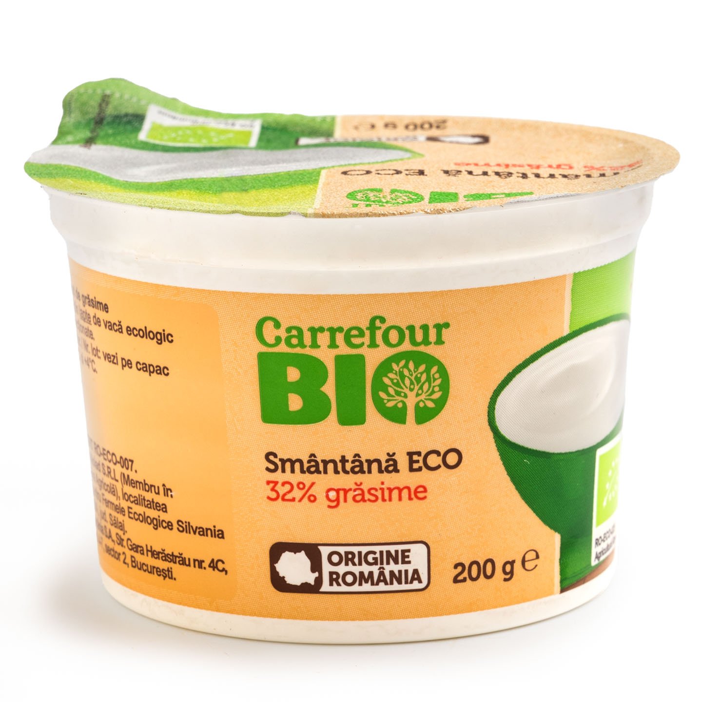 Smântână ecologică, 32% grăsime Carrefour Bio 200g