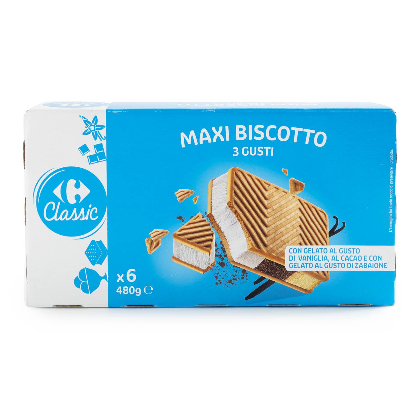 Inghețată sandwich Carrefour Classic 6x80g, per pachet