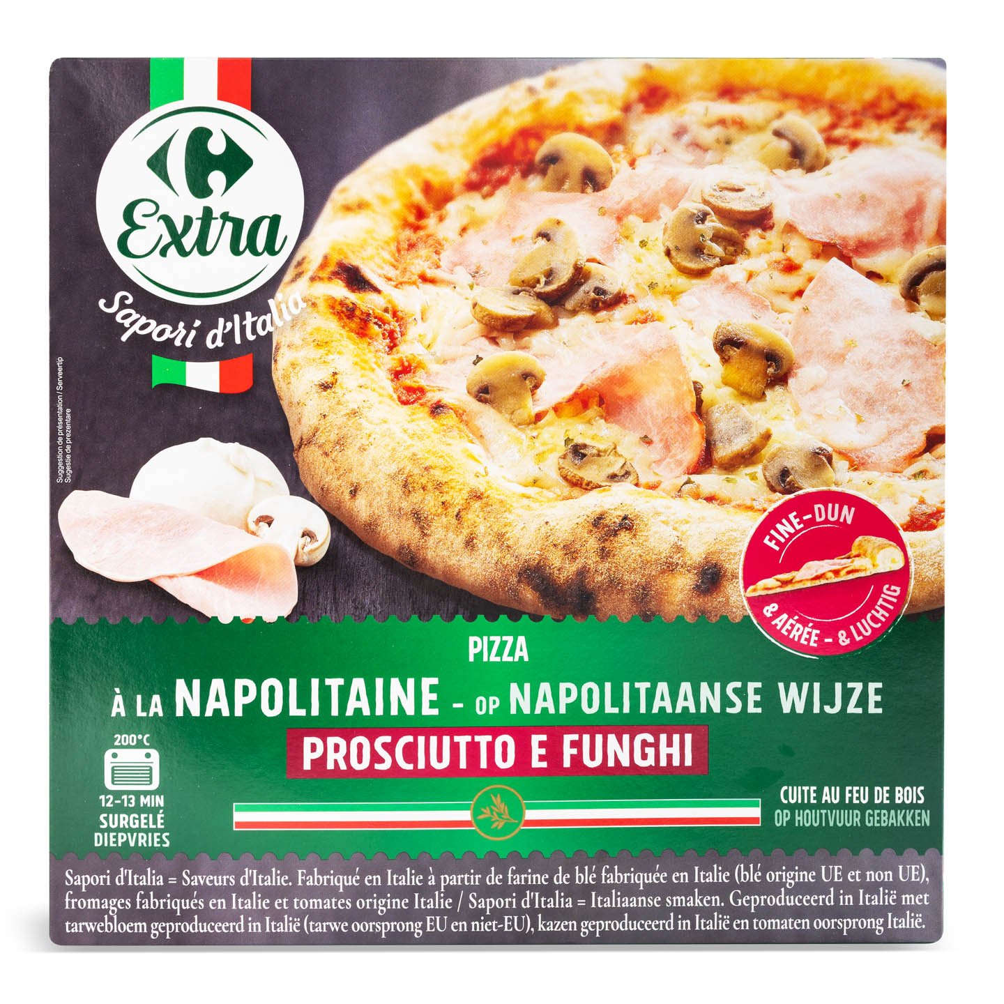 Pizza cu prosciutto si ciuperci Carrefour Extra 400g