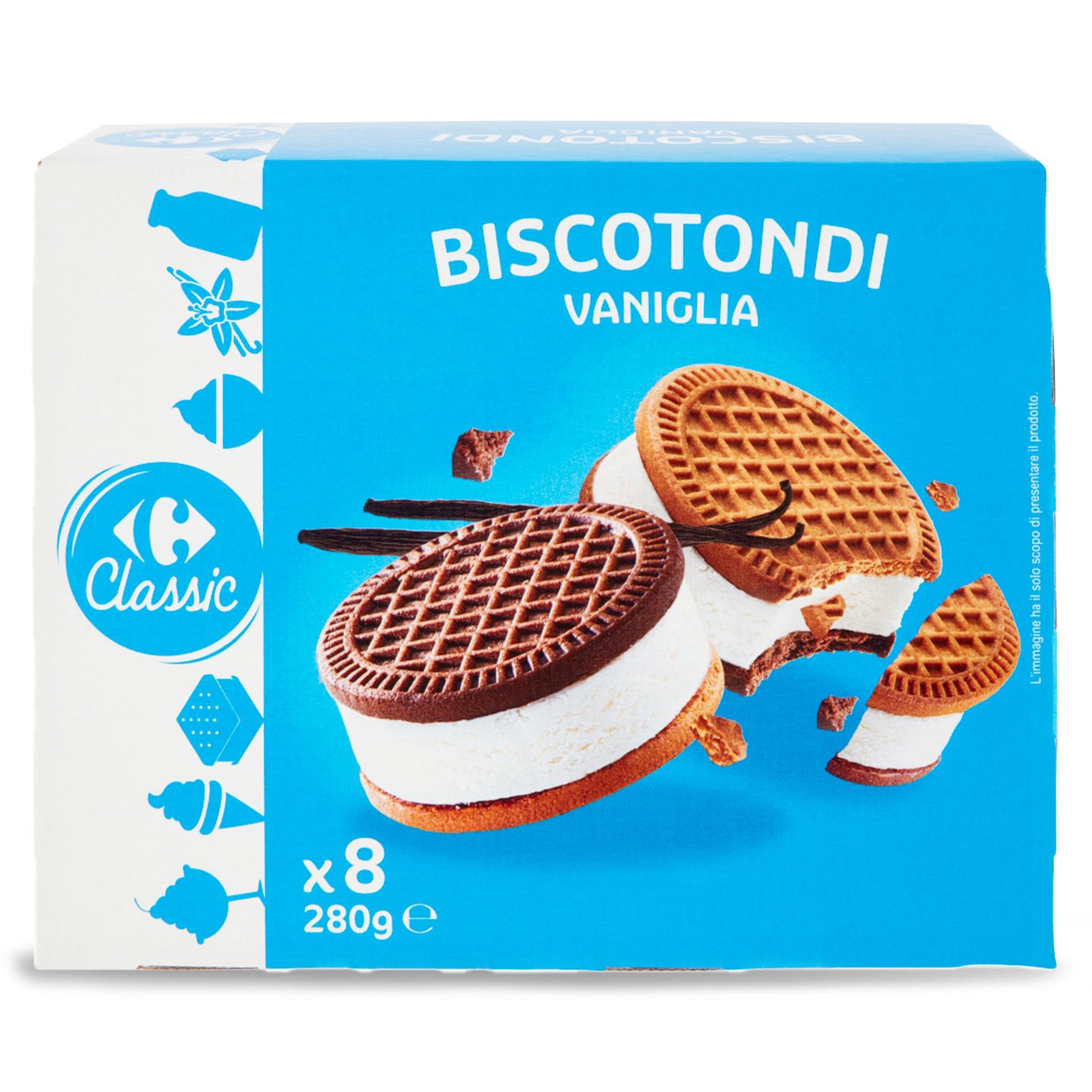 Inghetață sandwich cu vanilie Carrefour Classic 8x35g, per pachet
