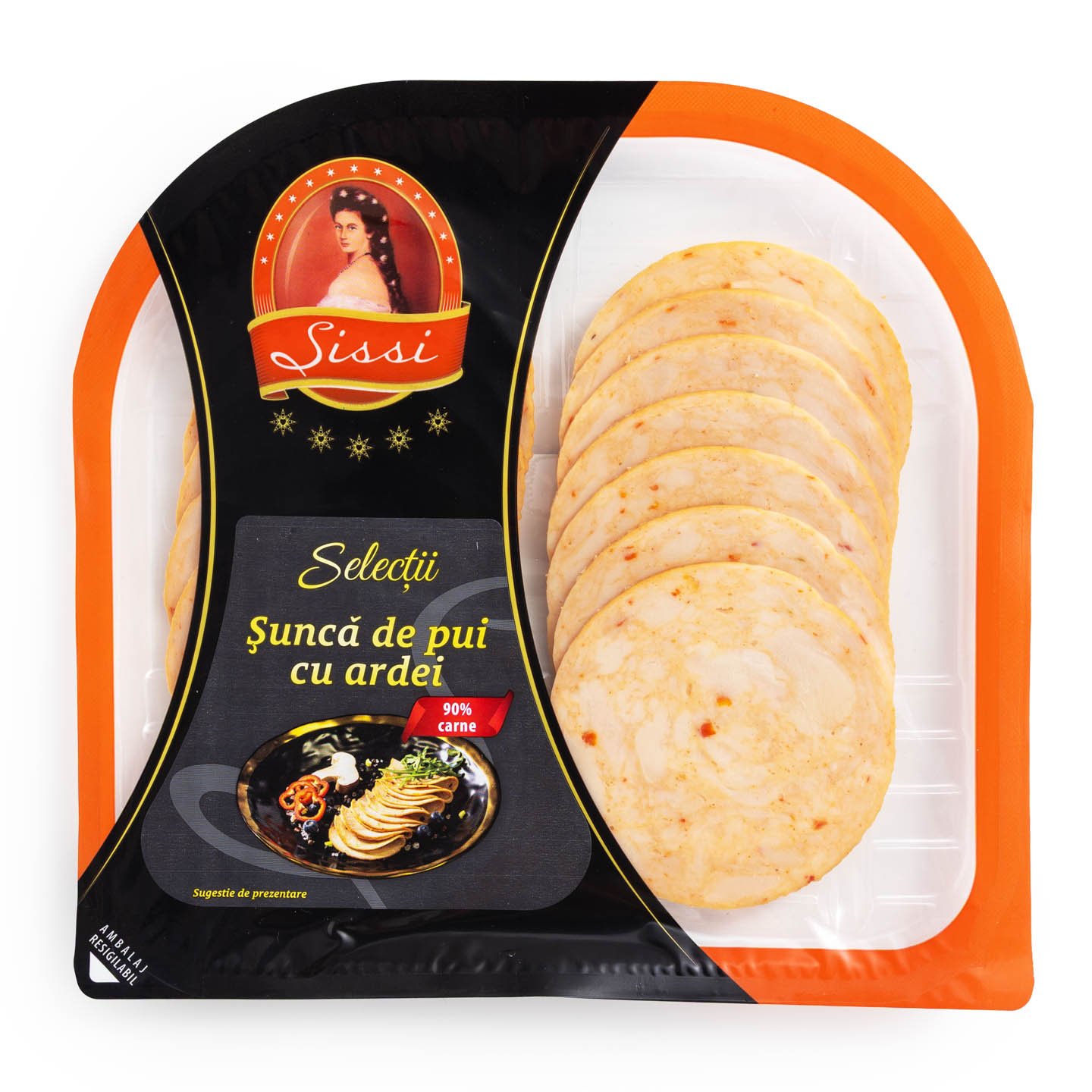 Șuncă din piept de pui cu ardei Sissi, 120 g