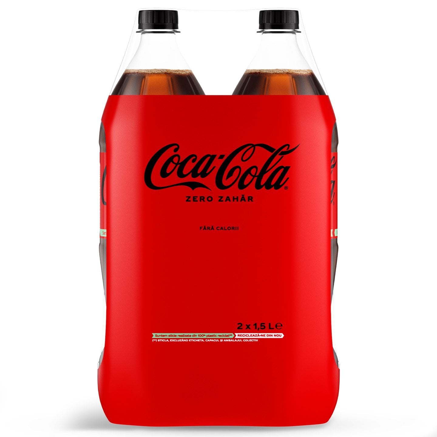 Băutură răcoritoare cabogazoasă Coca Cola Zero 2x1.5L, per pachet