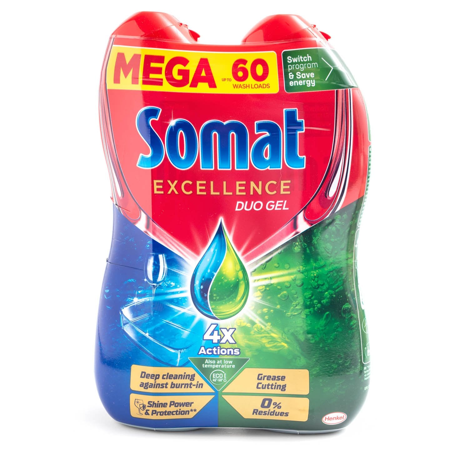 Detergent automat lichid pentru mașina de spălat vase Excellence Duo Gel Somat 2x540ml