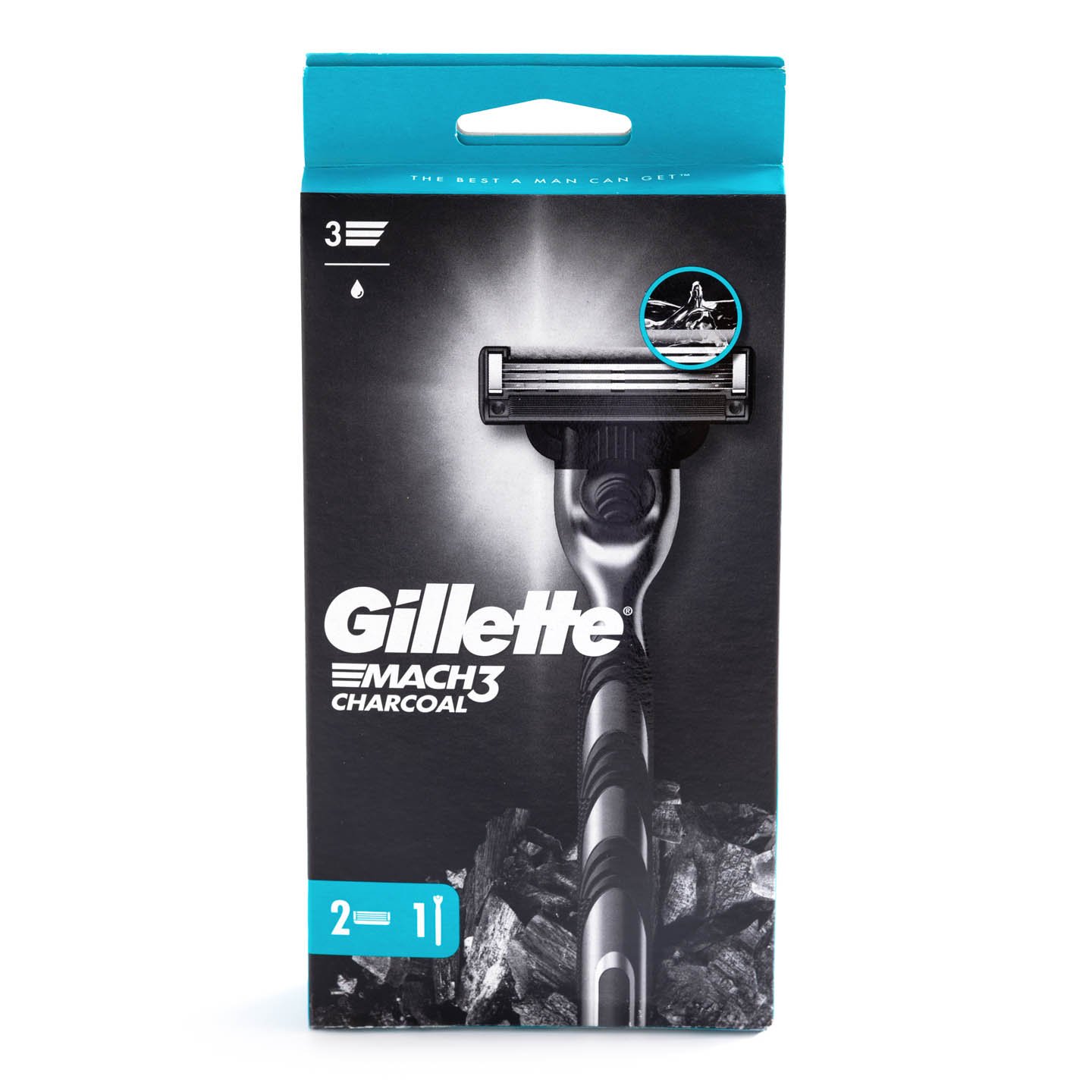 Aparat de ras Gillette Mach3 Charcoal, 1 mâner + 2 rezerve