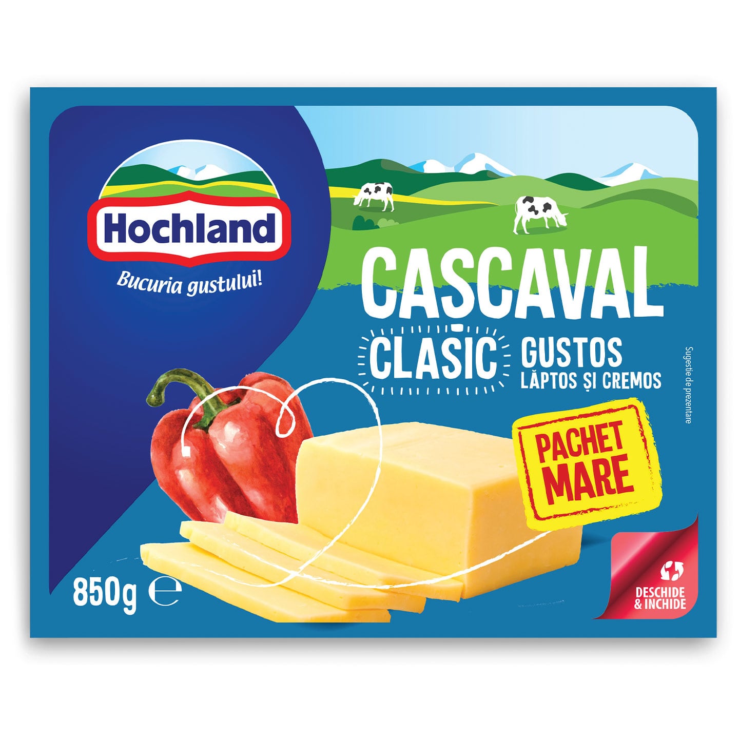 Cascaval clasic / afumat Hochland 850g