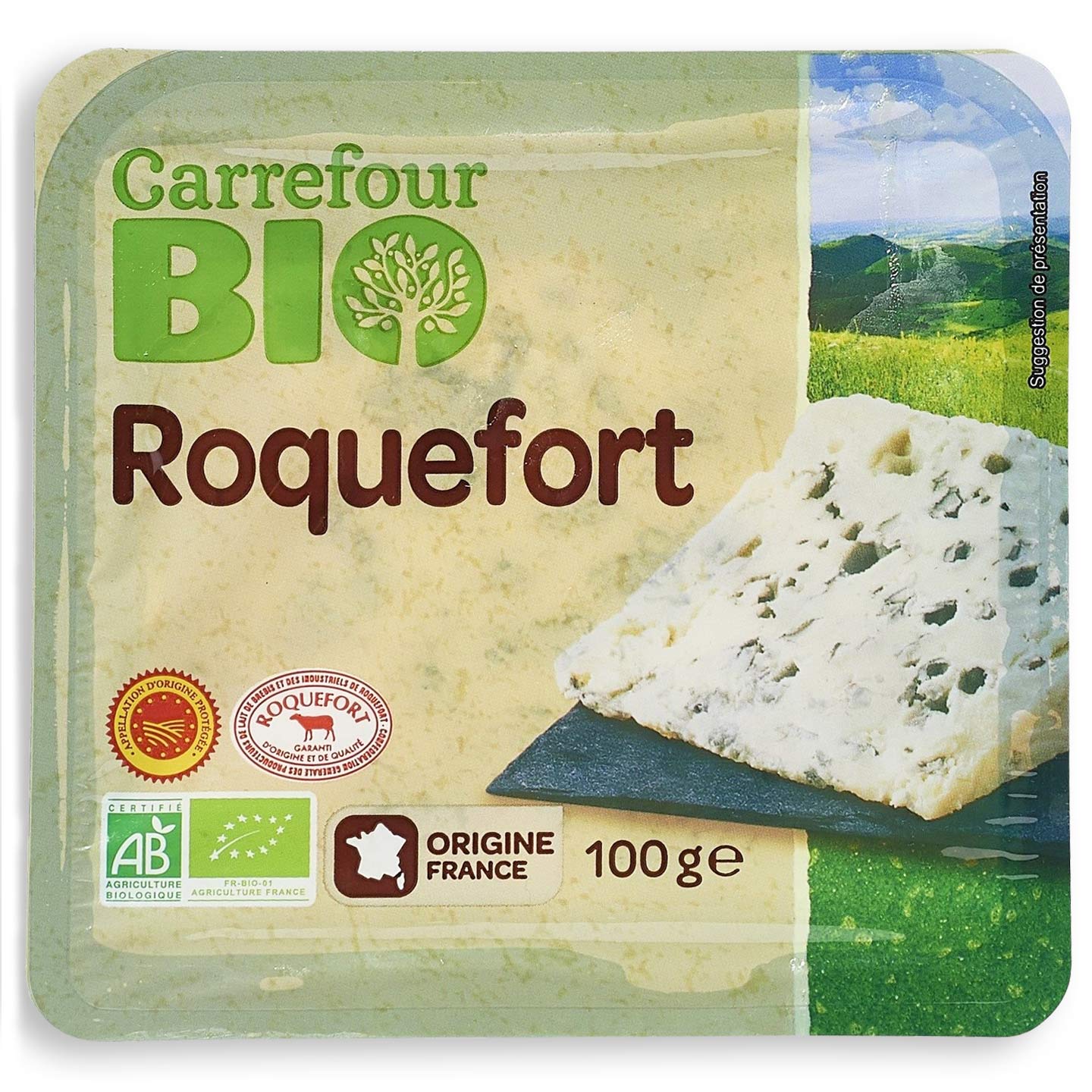Brânză Roquefort din lapte crud Carrefour Bio 100g