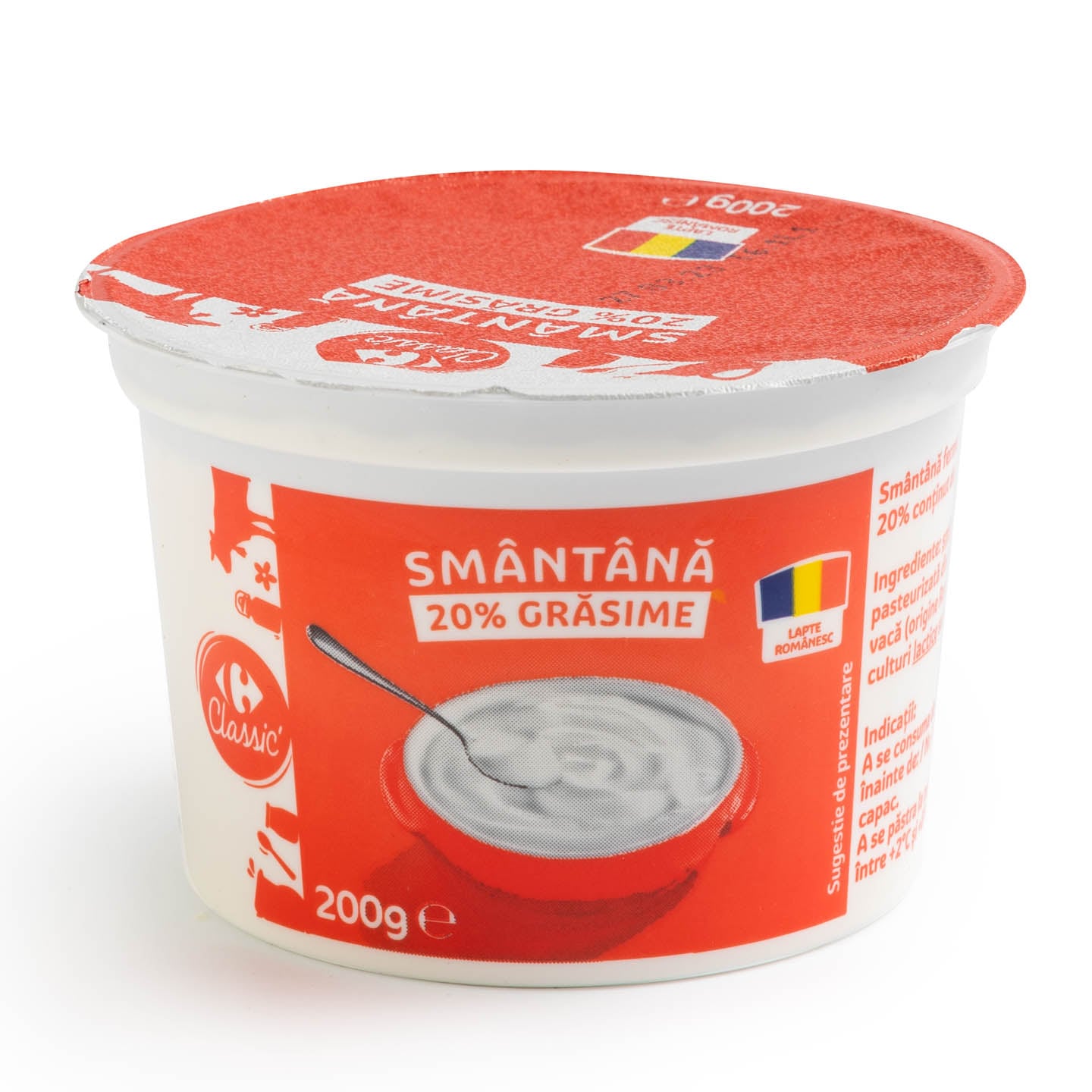 Smântână 20% grăsime Carrefour Classic 200g