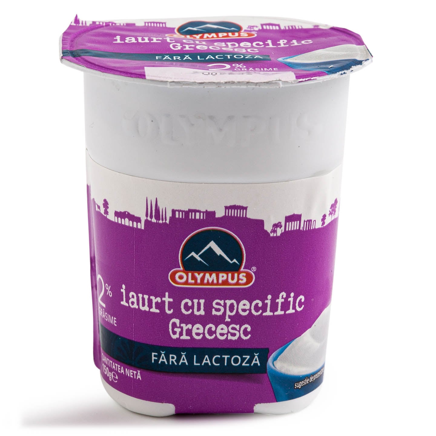 Iaurt cu specific grecesc, 2% grăsime, fără lactoză Olympus 150g