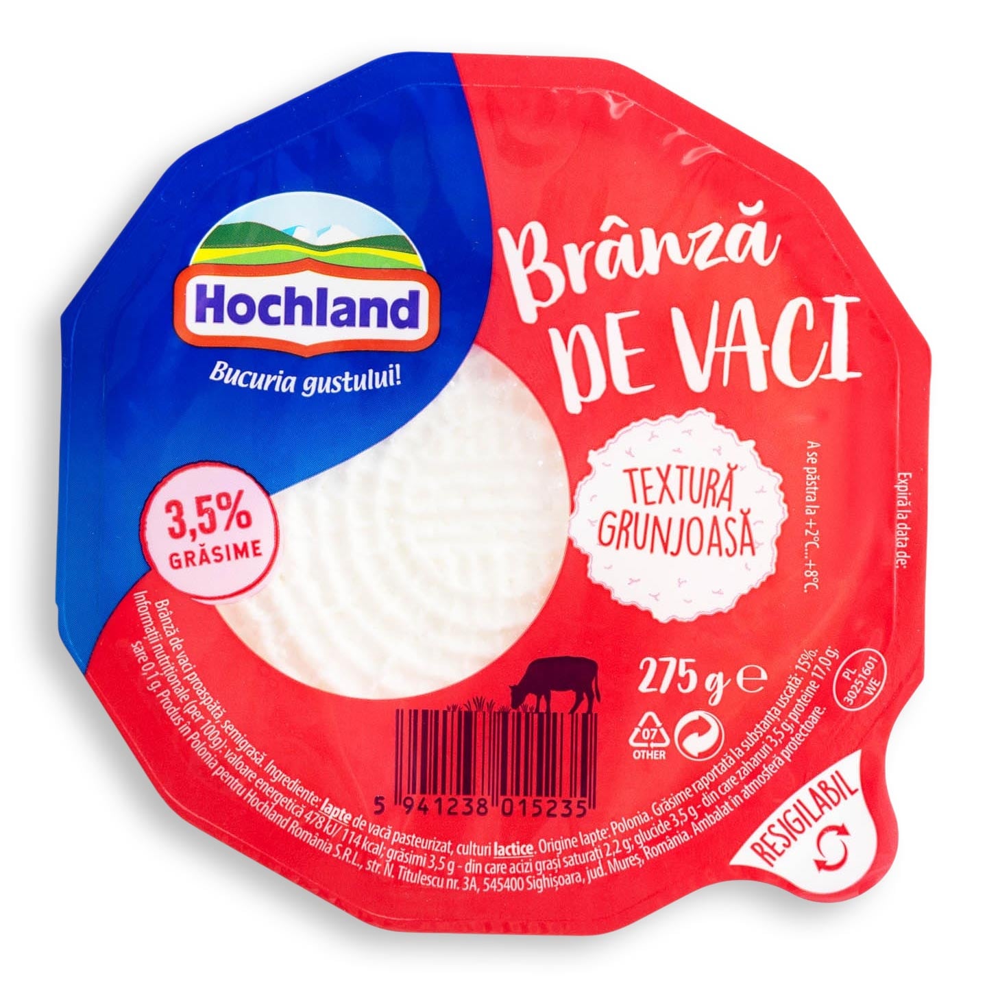 Brânză de vaci, 3.5% grăsime Hochland 275g