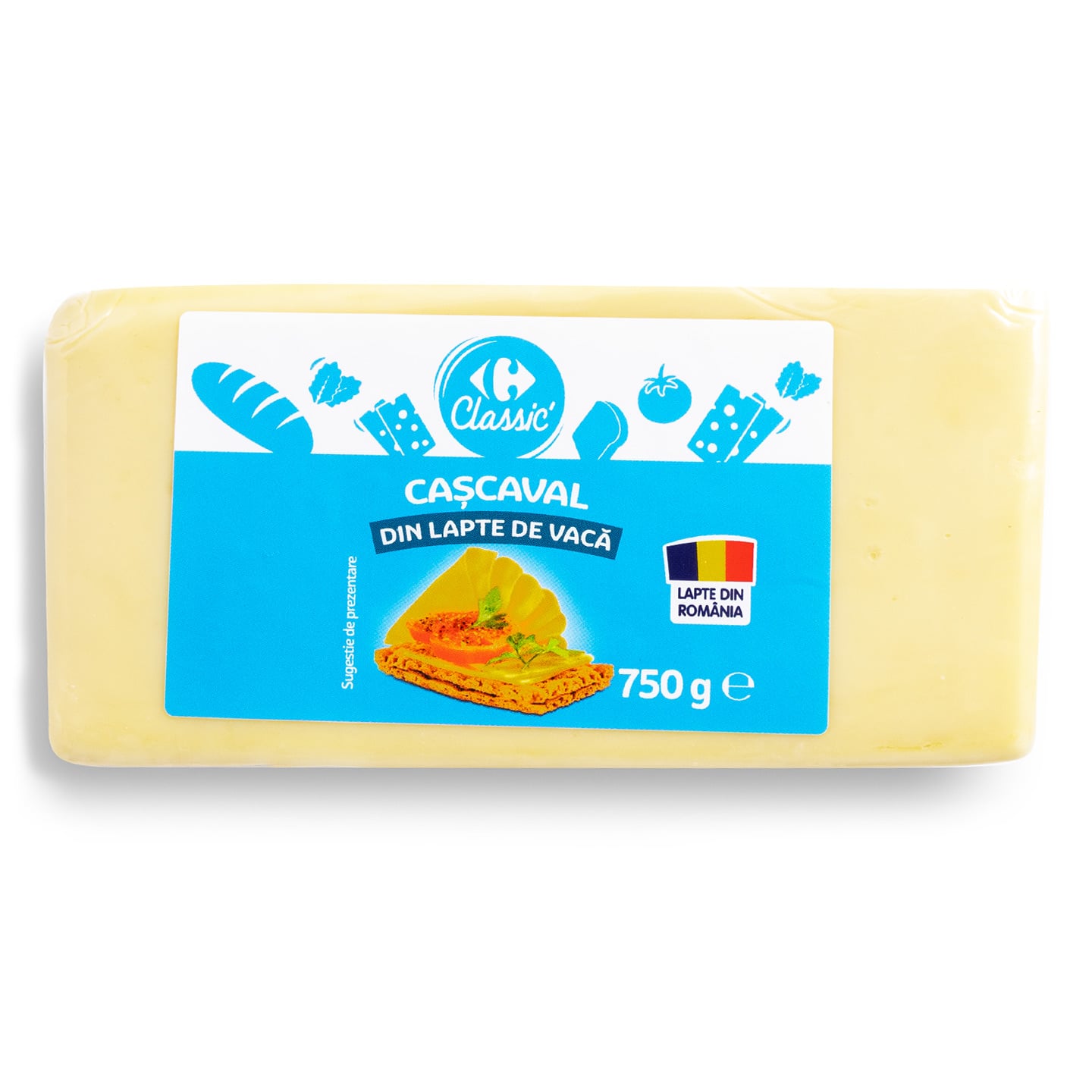 Cascaval din lapte de vacă 750g, Carrefour Classic