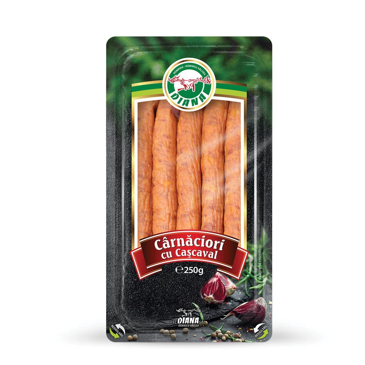 Cârnăciori cu cașcaval, Diana 250g