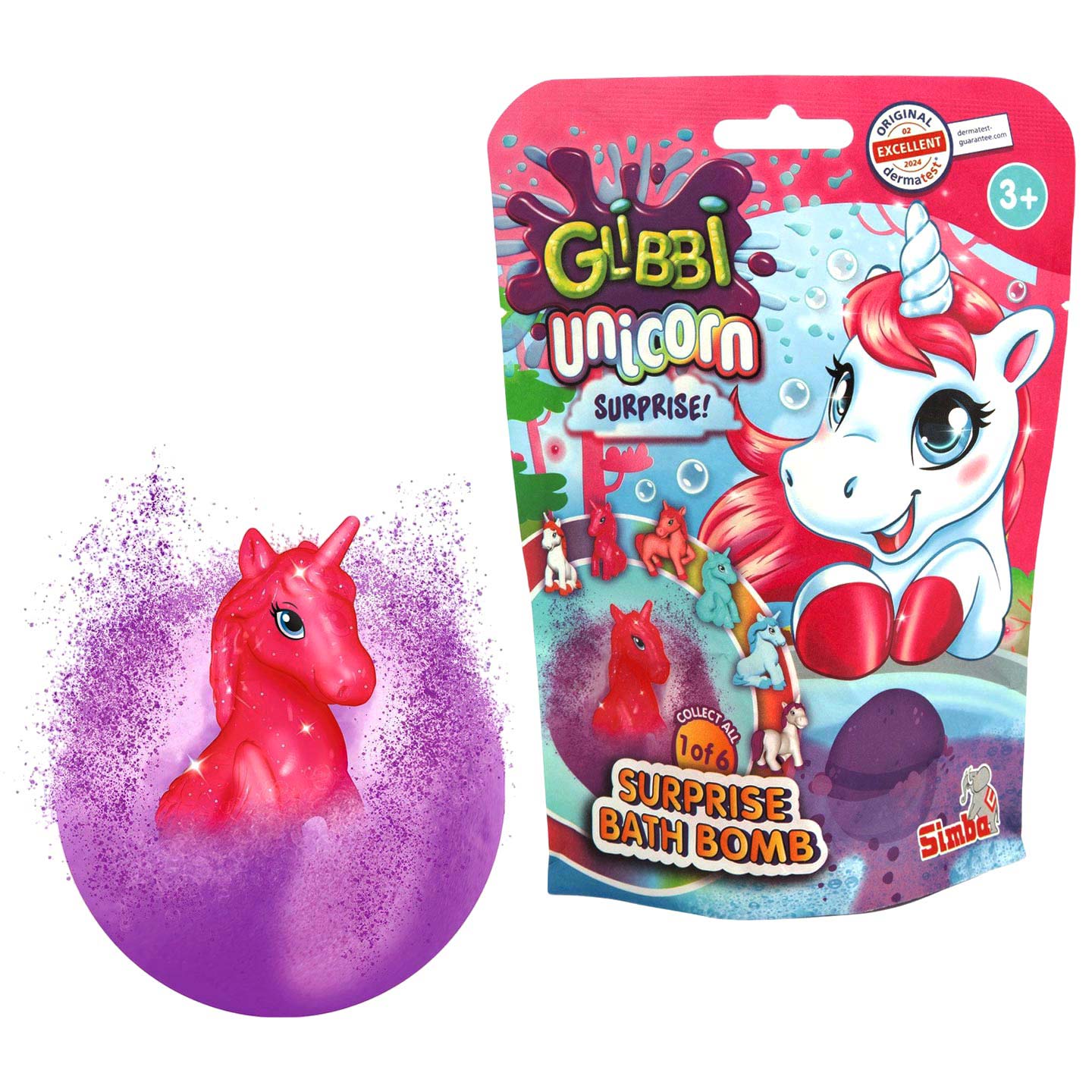 Bilă de baie cu jucărie surpriză Glibbi Unicorn / Ursulet, 6 modele