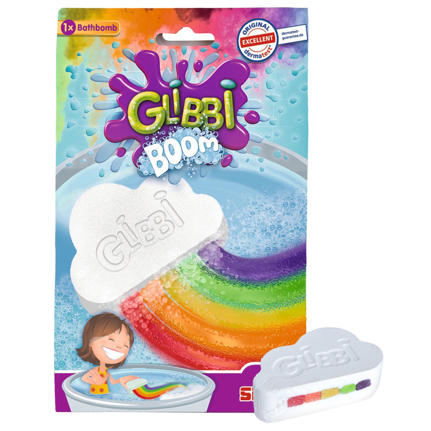 Bilă pentru baie cu efect curcubeu / rachetă Glibbi
