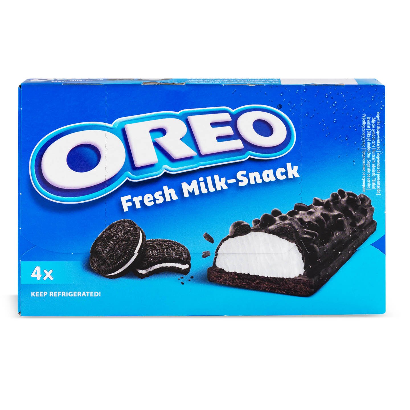 Baton cu lapte și glazură de cacao și bucațele de biscuiți Fresh Milk Snack Oreo 4x27g