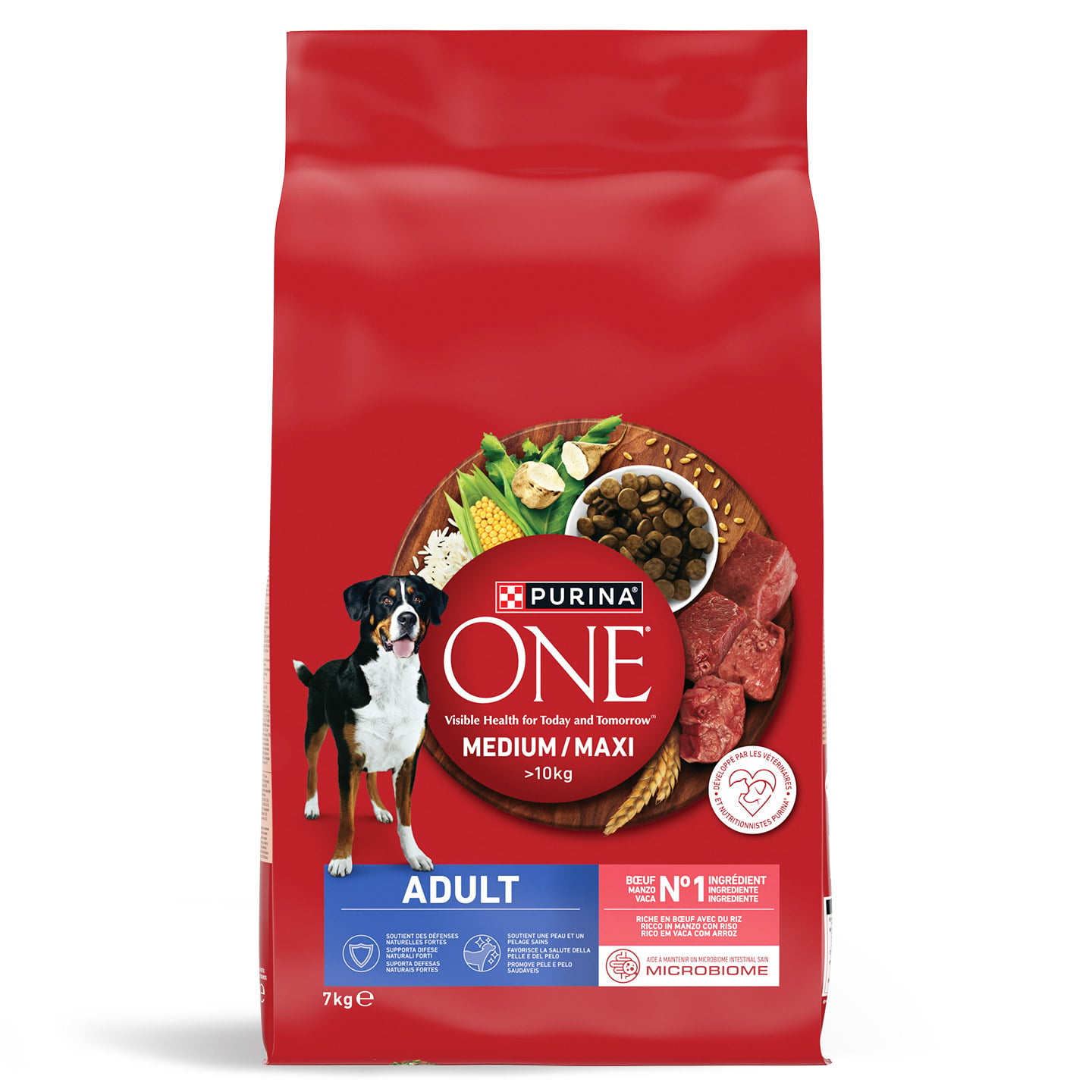 Hrană uscată pentru câini vită cu orez Purina One, 7kg