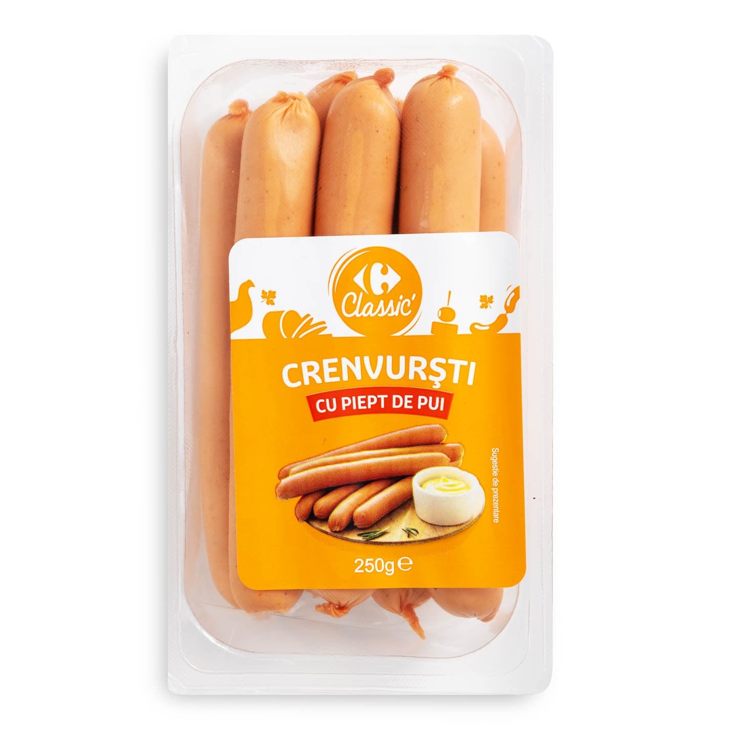 Crenvurști cu piept de pui Carrefour 250g