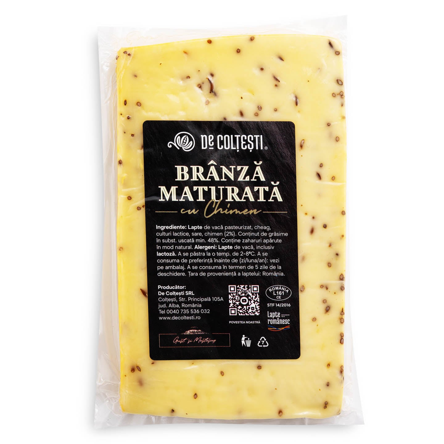 Branza maturată cu chimen De Colțești per 100g