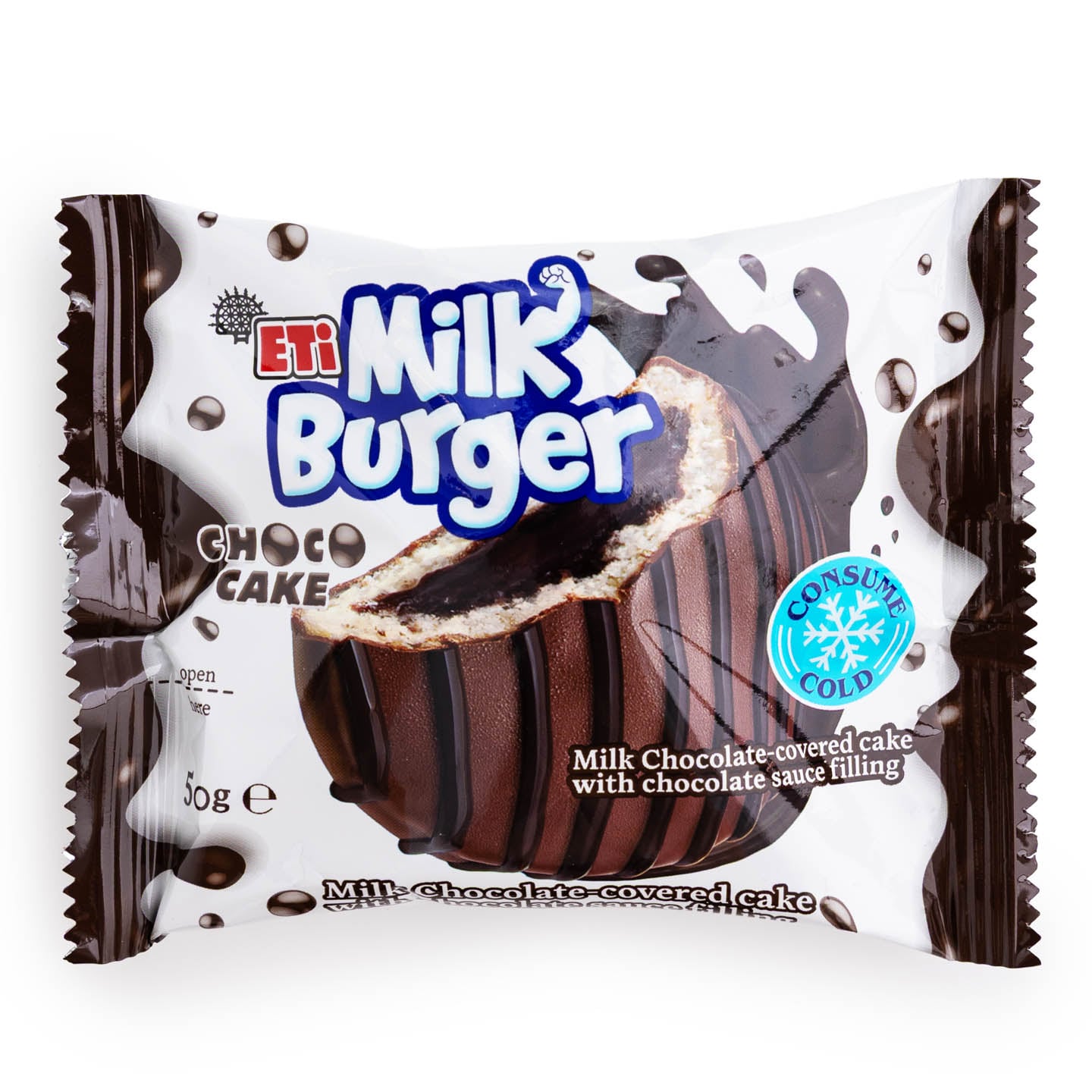 Prăjitură cu glazură de ciocolată și cremă Milk Burger 50g