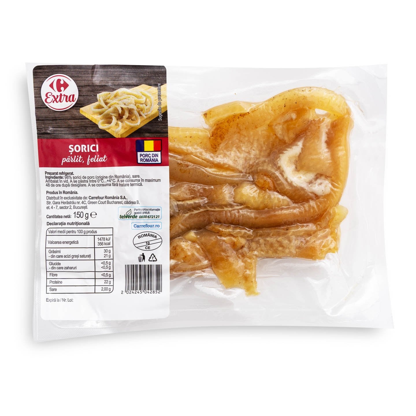 Șorici de porc feliat Carrefour Extra 150g