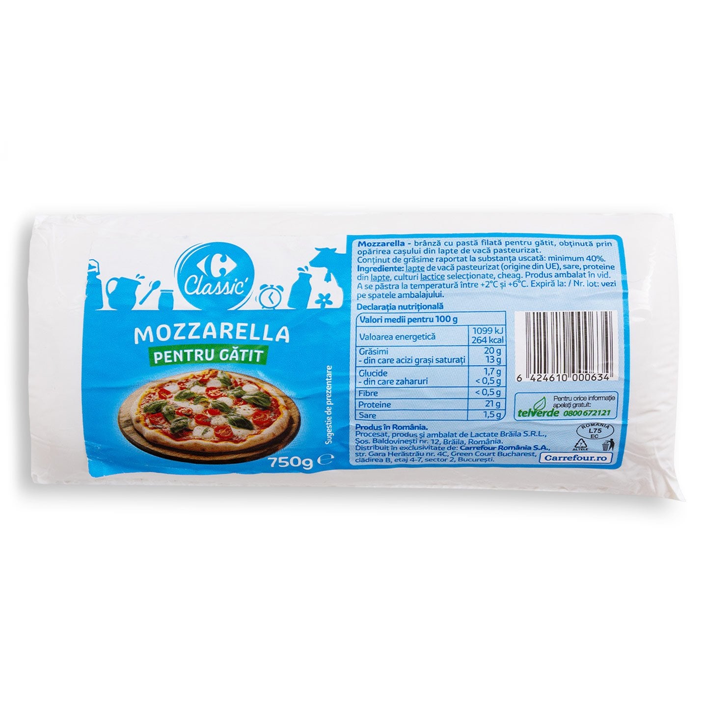 Mozzarella pentru gătit Carrefour Classic 750g