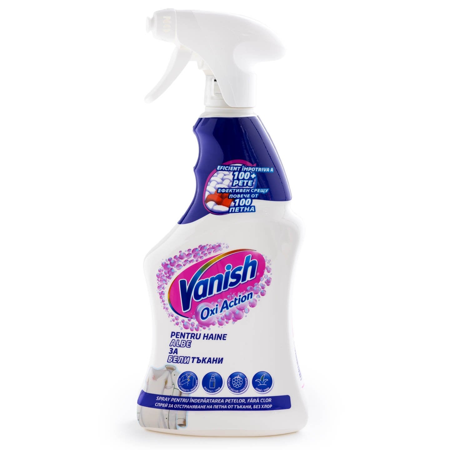 Spray pentru îndepărtarea petelor fără clor, haine albe Oxi Action White Vanish 500ml