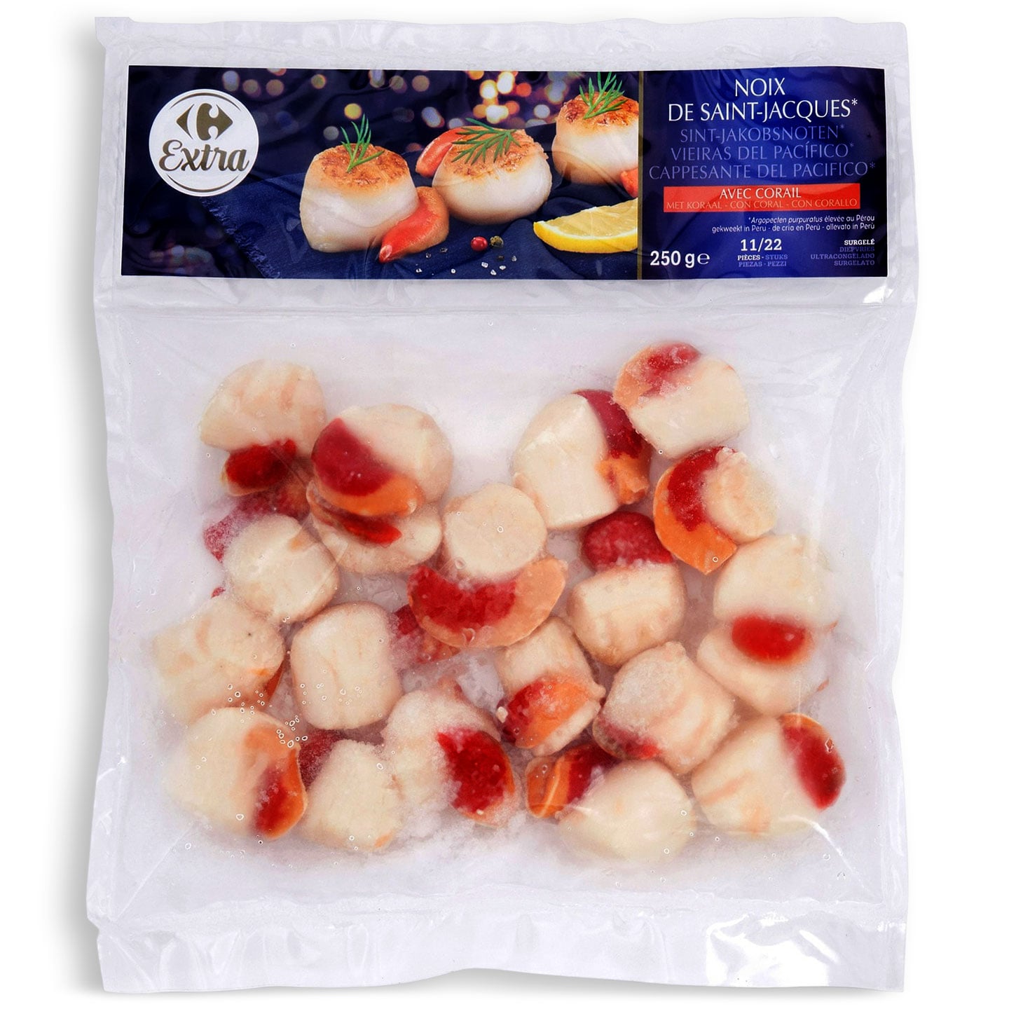 Scoici cu coral Carrefour Extra 250g