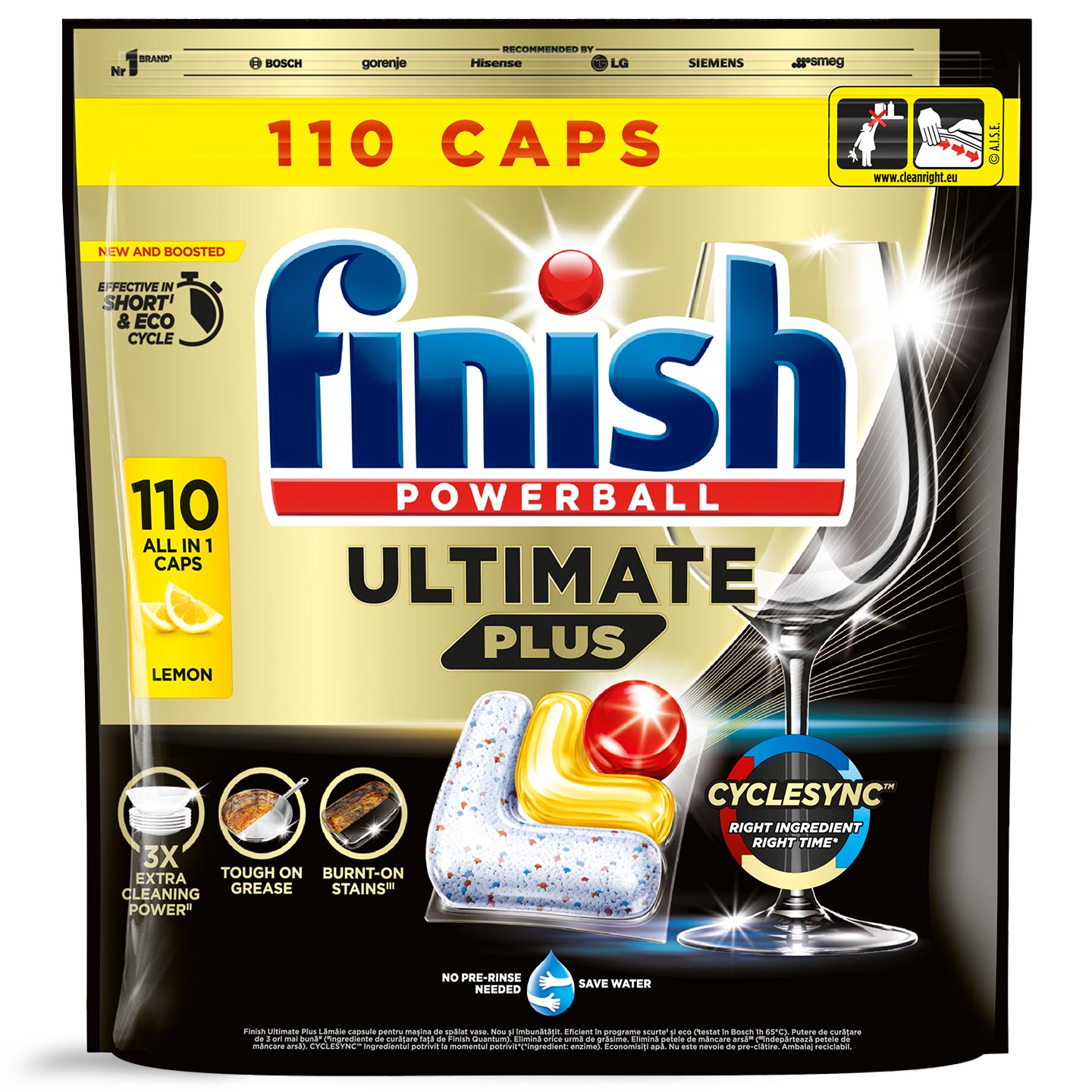 Detergent capsule pentru mașina de spălat vase Finish Ultimate Plus Lemon, 110 spălari