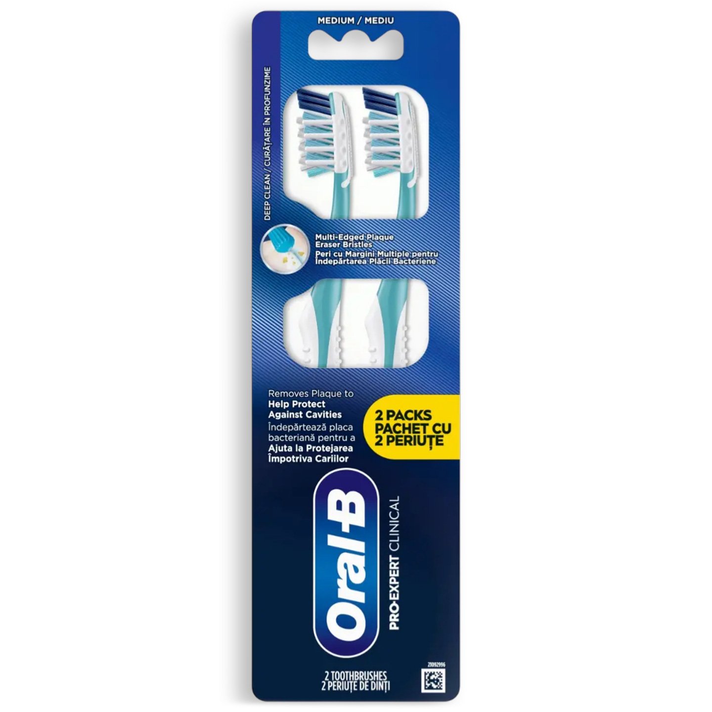 Periuță manuală Oral-B Cross Action Pro-Expert Clinic, peri de duritate medie, 2buc.