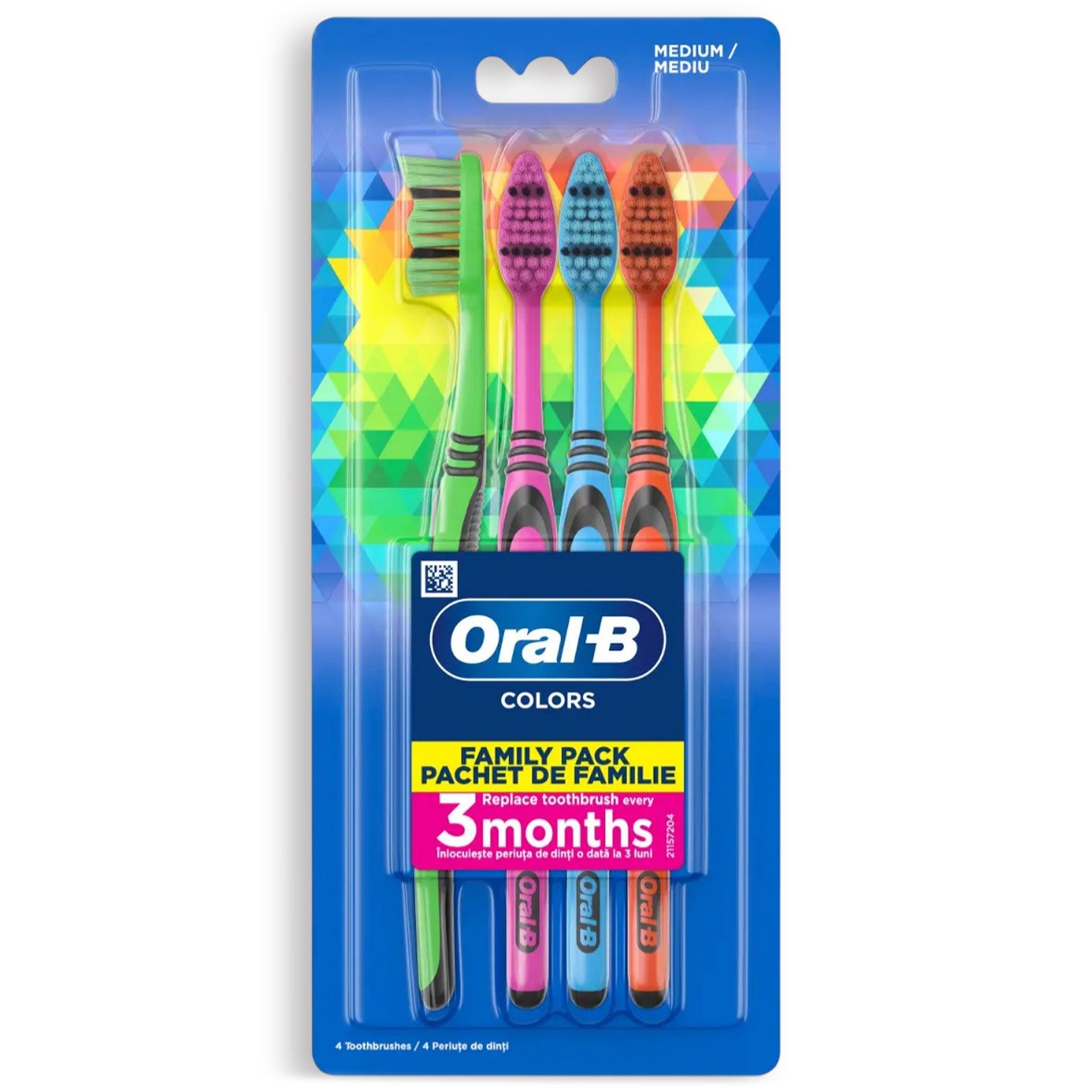 Periuță de dinți manuală Oral-B peri cu duritate medie, 4buc.