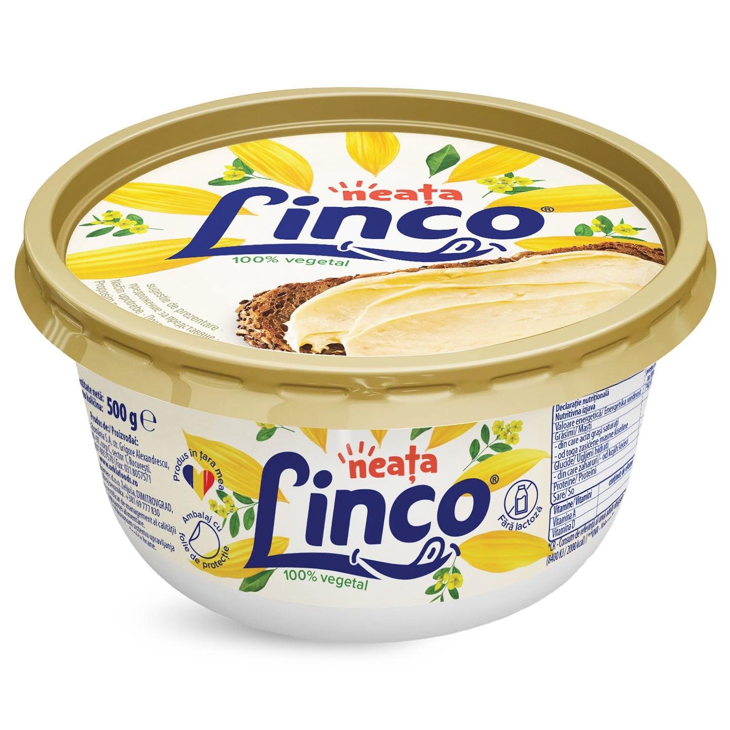 Grăsime vegetală tartinabilă Linco Neața 20% grăsime 500g