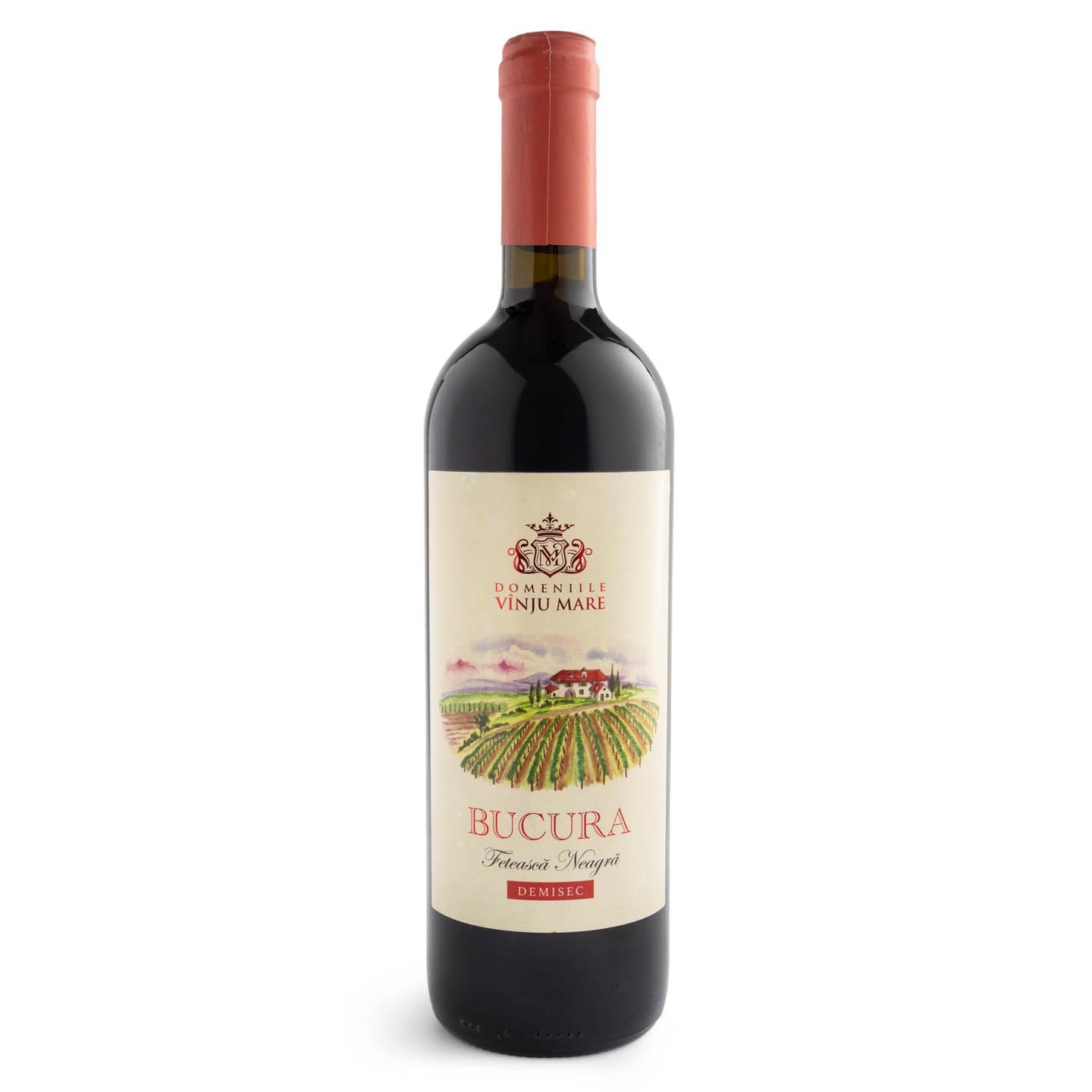 Vin roșu demisec Domeniile Vinju Mare Bucura, Fetească Neagră, 0.75L