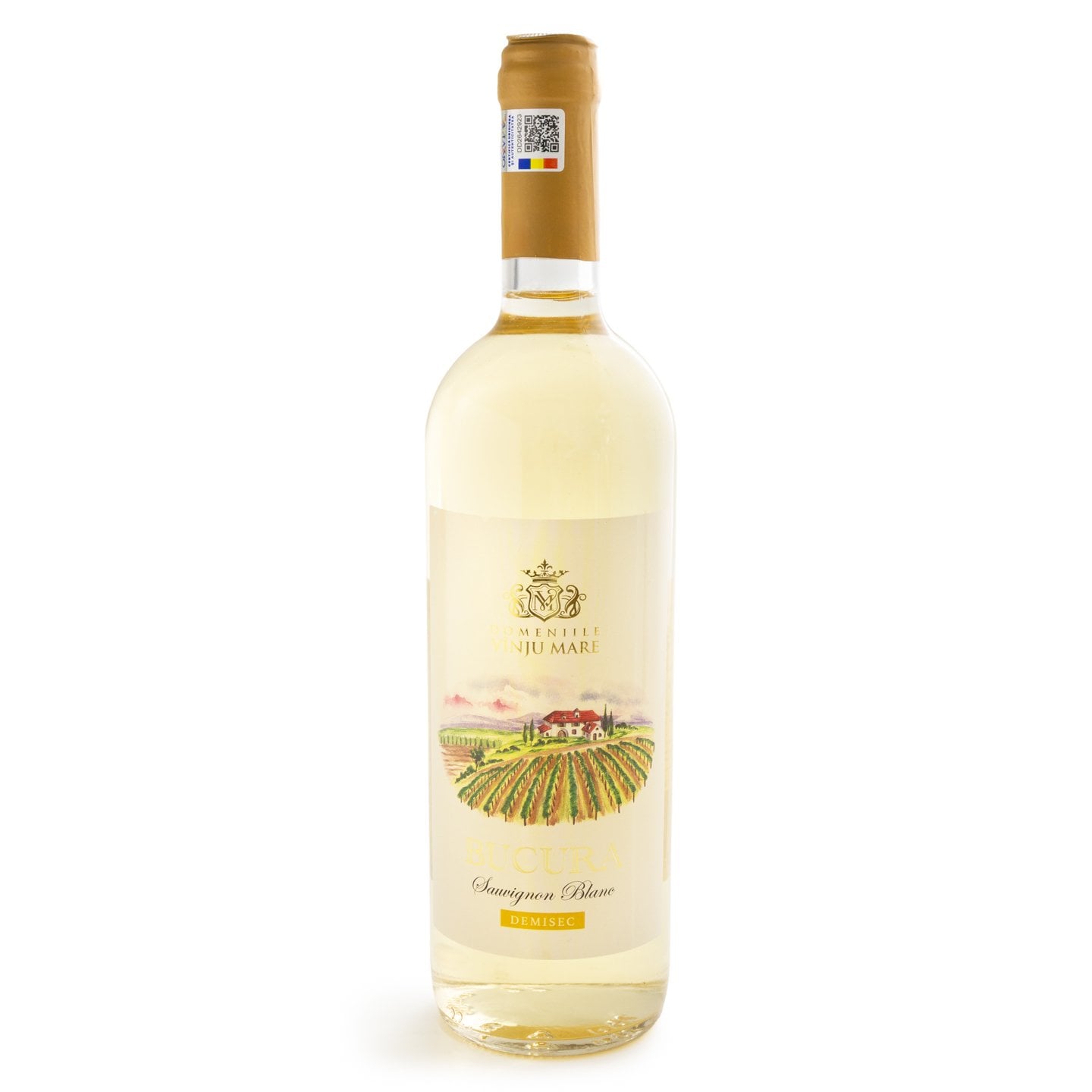 Vin alb demisec Domeniile Vinju Mare Bucura, Sauvignon Blanc, 0.75L