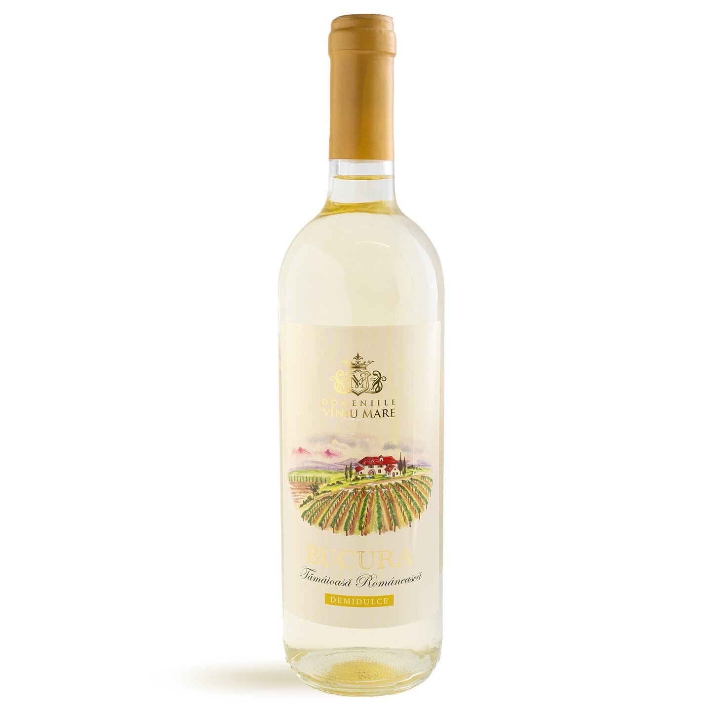 Vin alb demidulce Domeniile Vinju Mare Bucura, Tămâioasă Românească, 0.75L