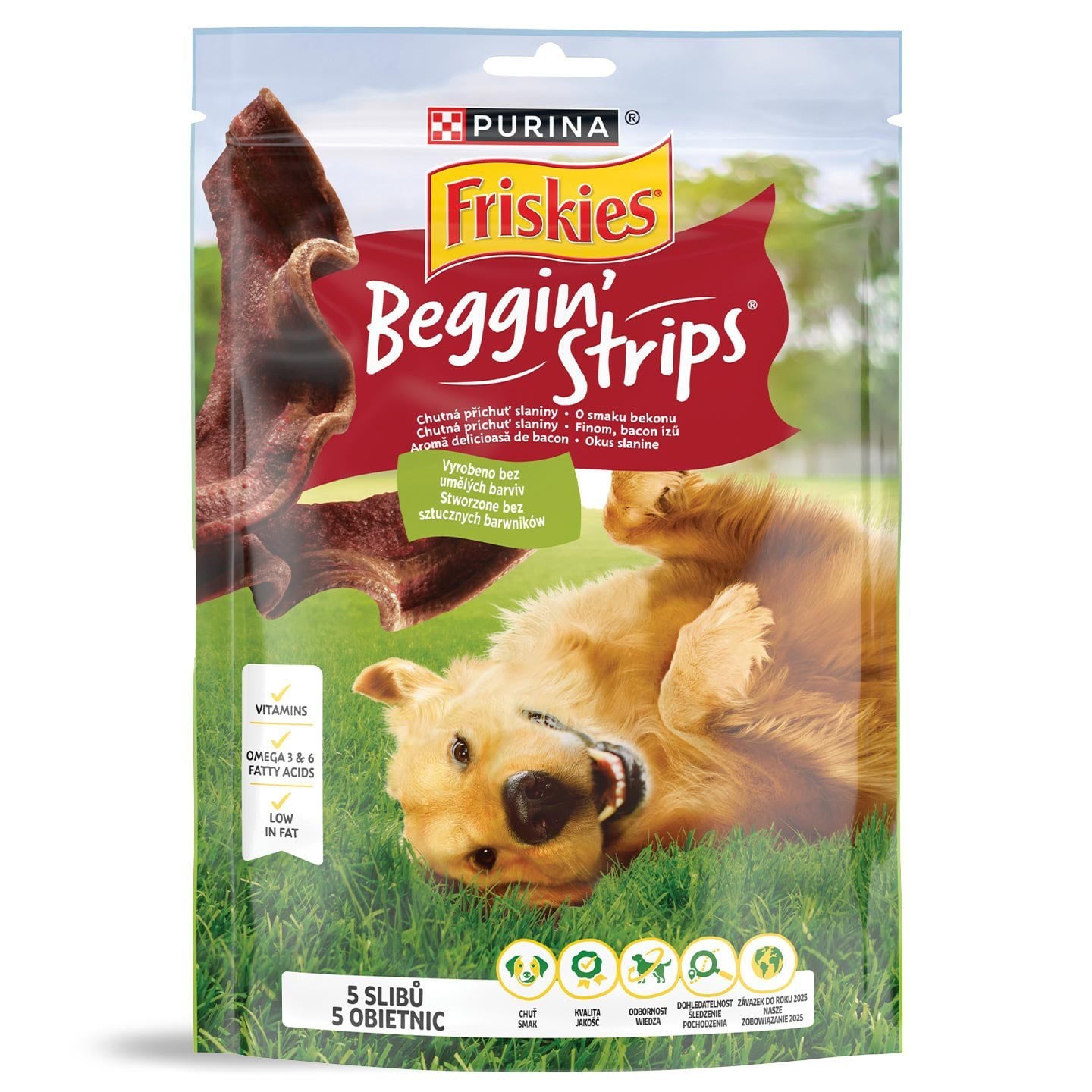 Hrană complementară bacon câini adulți Purina Friskies Beggin Strips, 120g