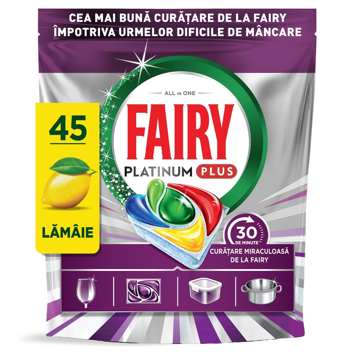 Detergent automat pentru mașina de spălat vase Fairy Platinum 45buc. / 59buc. / 66buc.