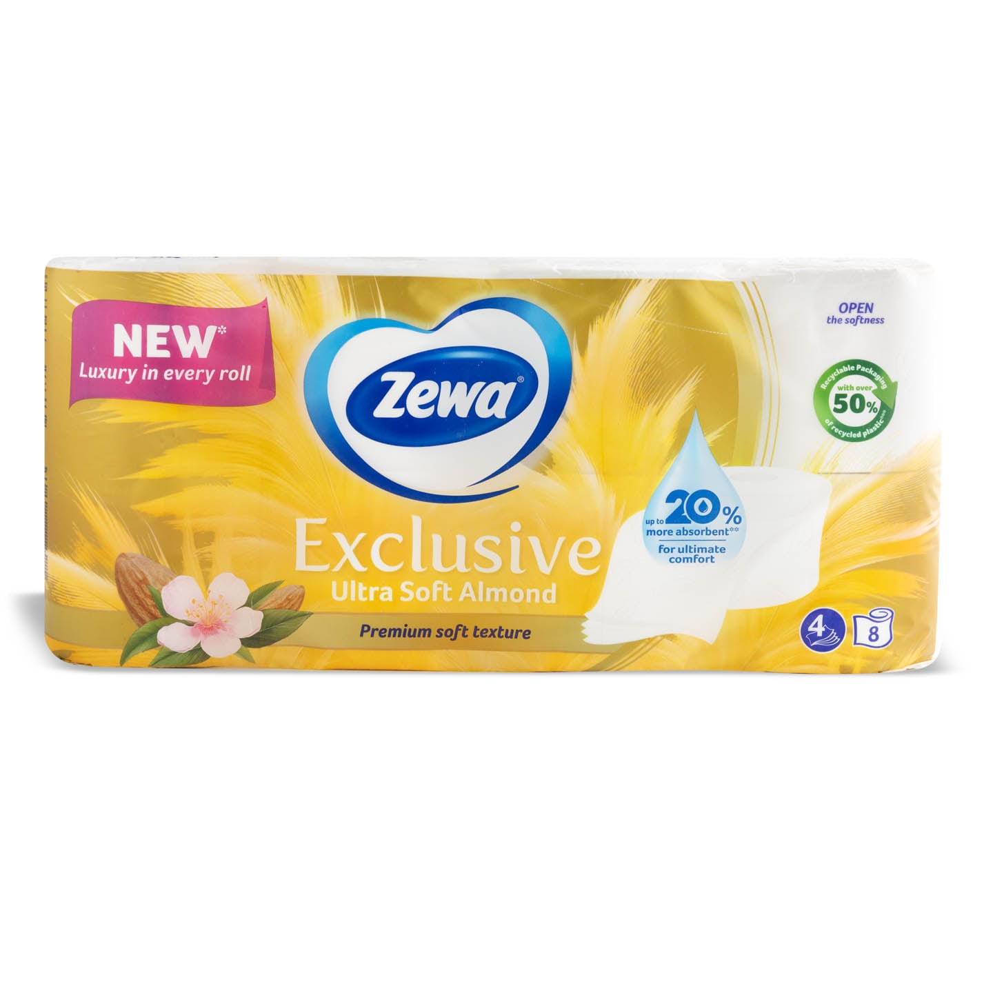Hârtie igienică Zewa Exclusive Almond Milk/ Ultra Soft, 4 straturi, 8 role