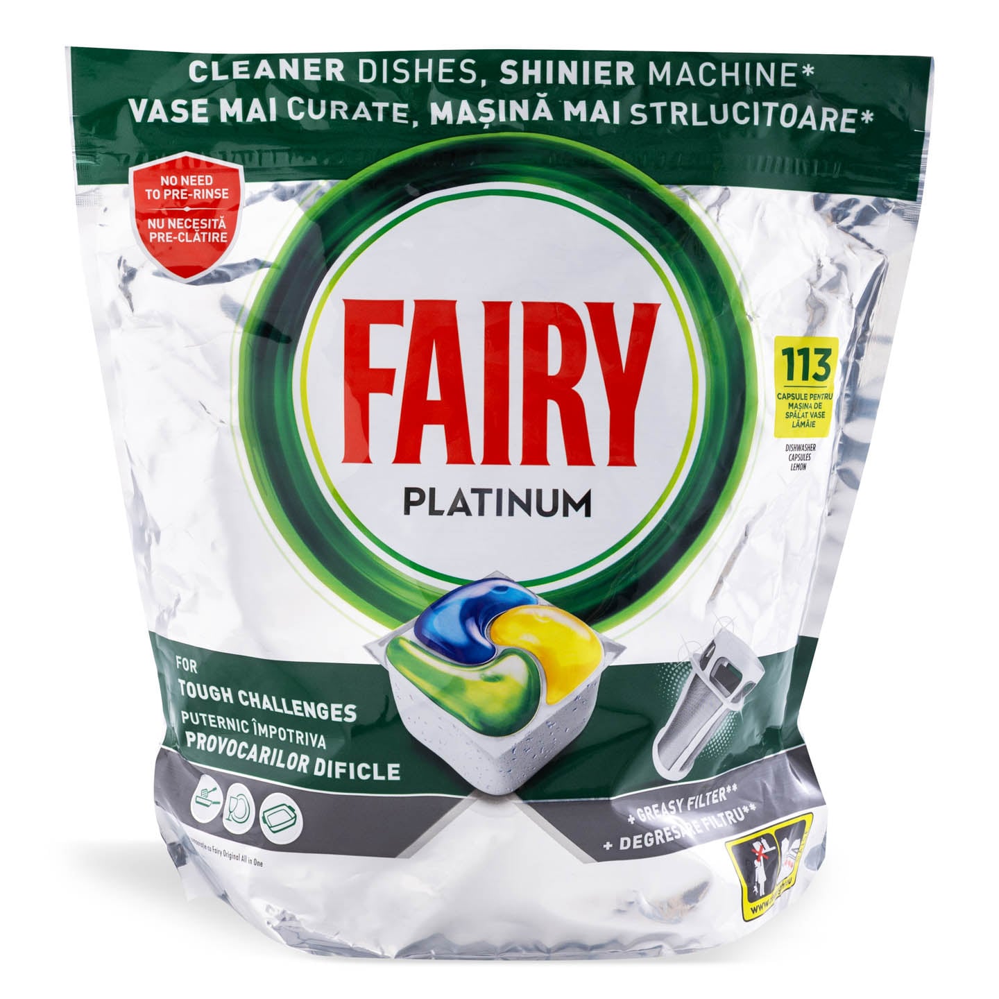 Detergent pentru mașina de spălat vase Fairy Platinum / Fairy Platinum Plus Anti Dull 113 spălări