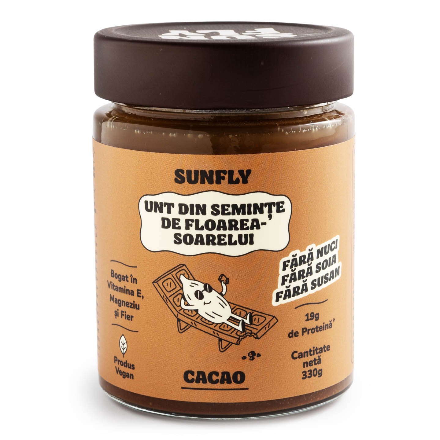 Unt din semnințe de floarea-soarelui și cacao, SunFly 330g