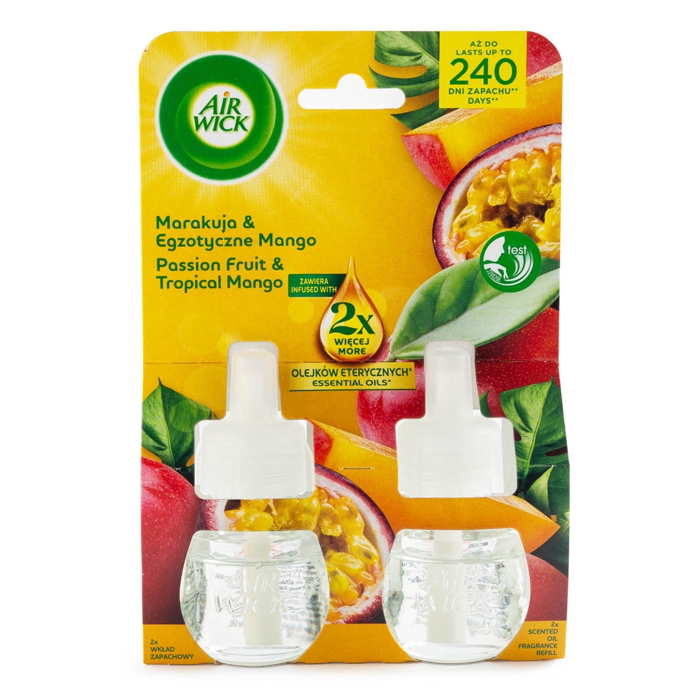 Odorizant rezervă aparat electric Twin Fructul Pasiunii și Mango Airwick 2x19ml, 2 buc.