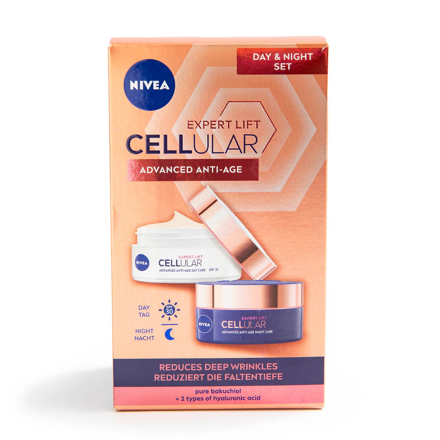 Pachet Nivea Hyaluron Cellular Filler + Firming: Cremă de zi SPF 15, 50 ml + Cremă de noapte, 50 ml
