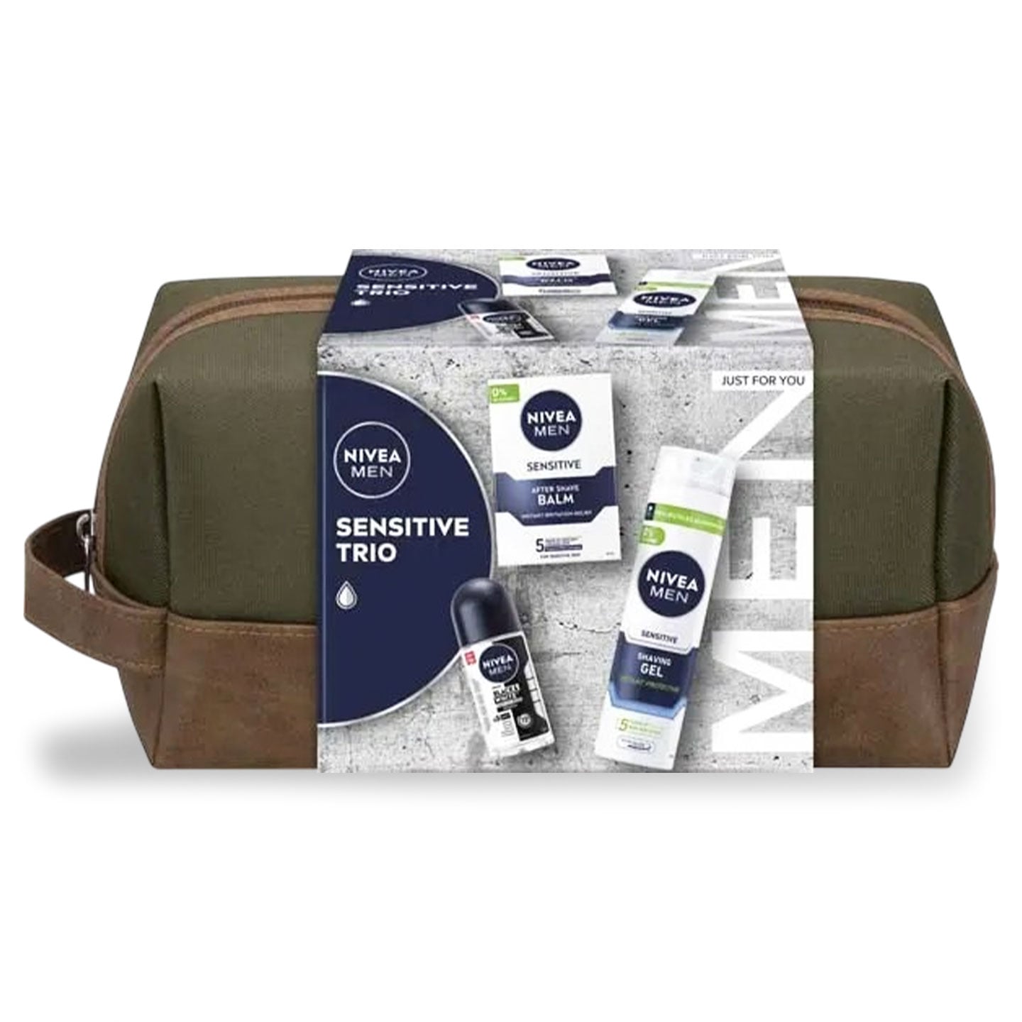 Set cadou Nivea Men, balsam după ras, 100ml + gel pentru ras, 200ml + deodorant roll-on, 50 ml + geantă
