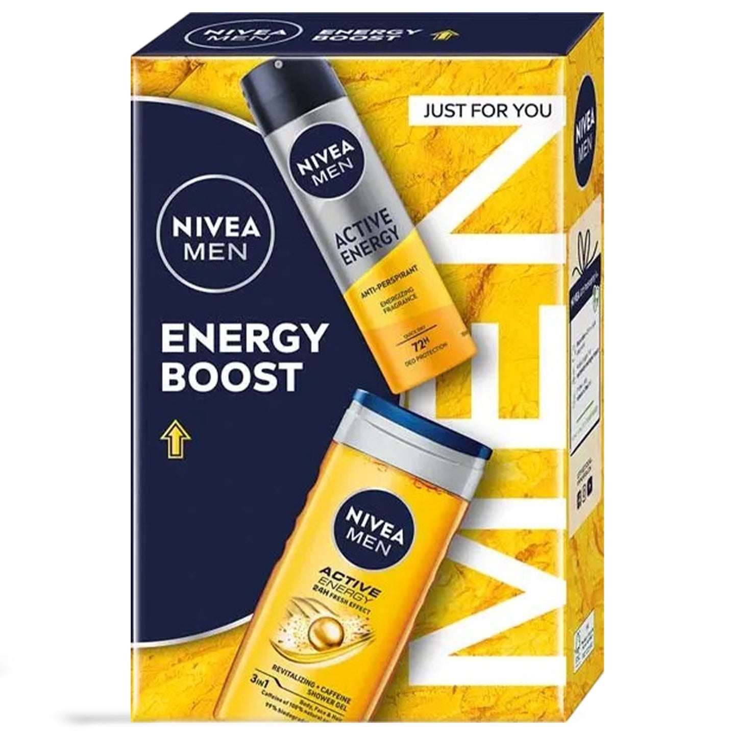 Set cadou Nivea Men Active Energy: gel de duș, 250ml + deodorant spray, 150ml