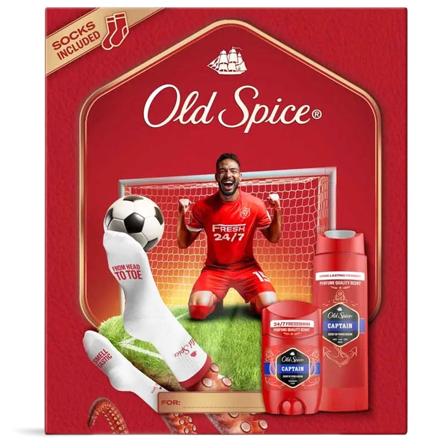 Set cadou Old Spice Fotbalist, deodorant stick, 50 ml + gel de duș, 250 ml+ șosete