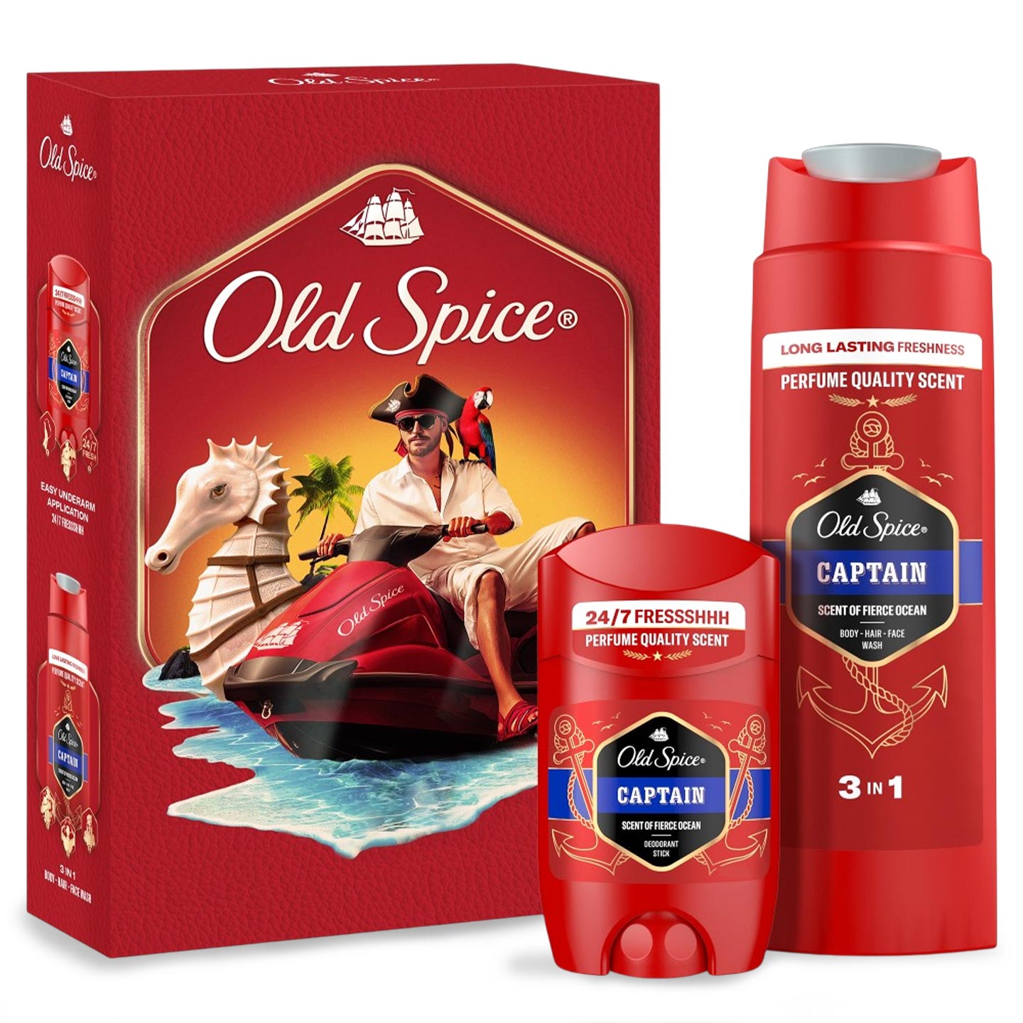 Set cadou Old Spice Captain, deodorant stick, 50ml + gel de duș, 250 ml