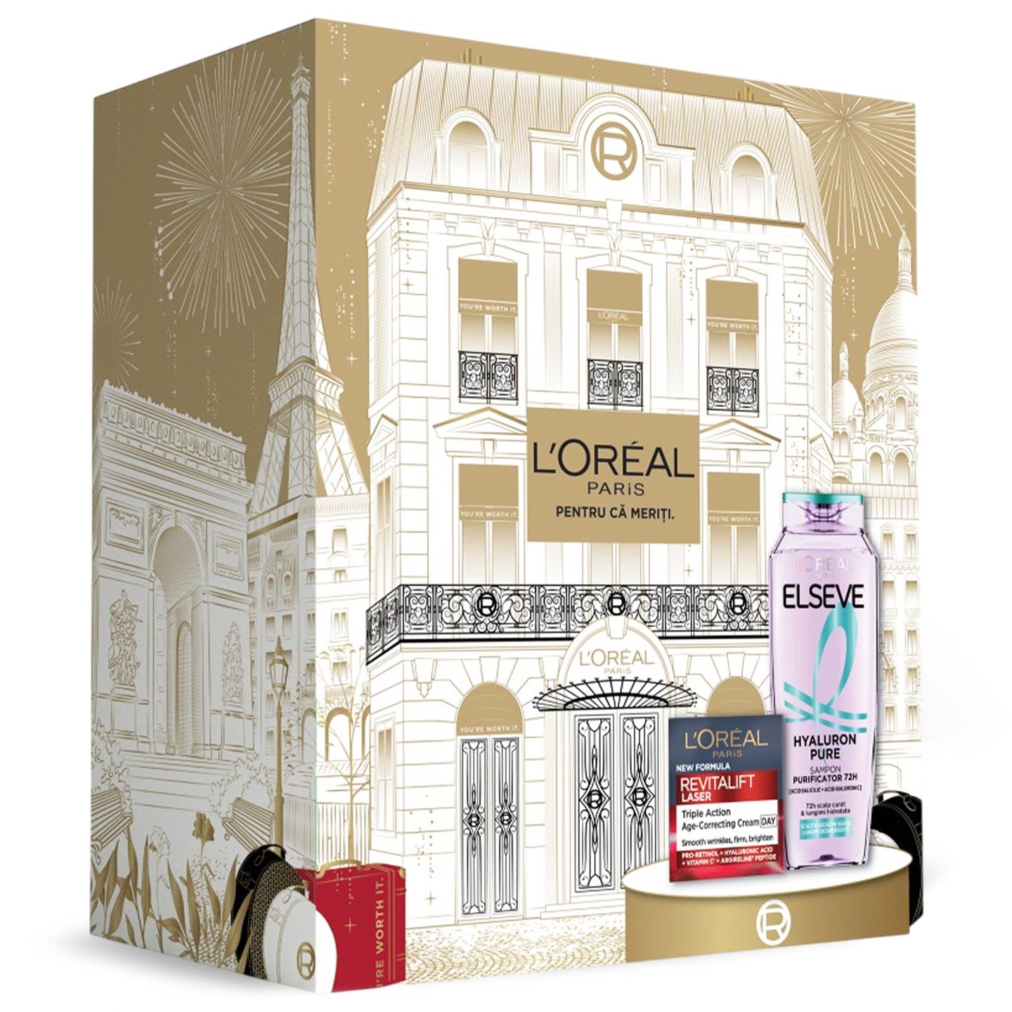 Set cadou L'Oreal -Revitalift Laser, cremă pentru față, 50ml + șampon, 400ml
