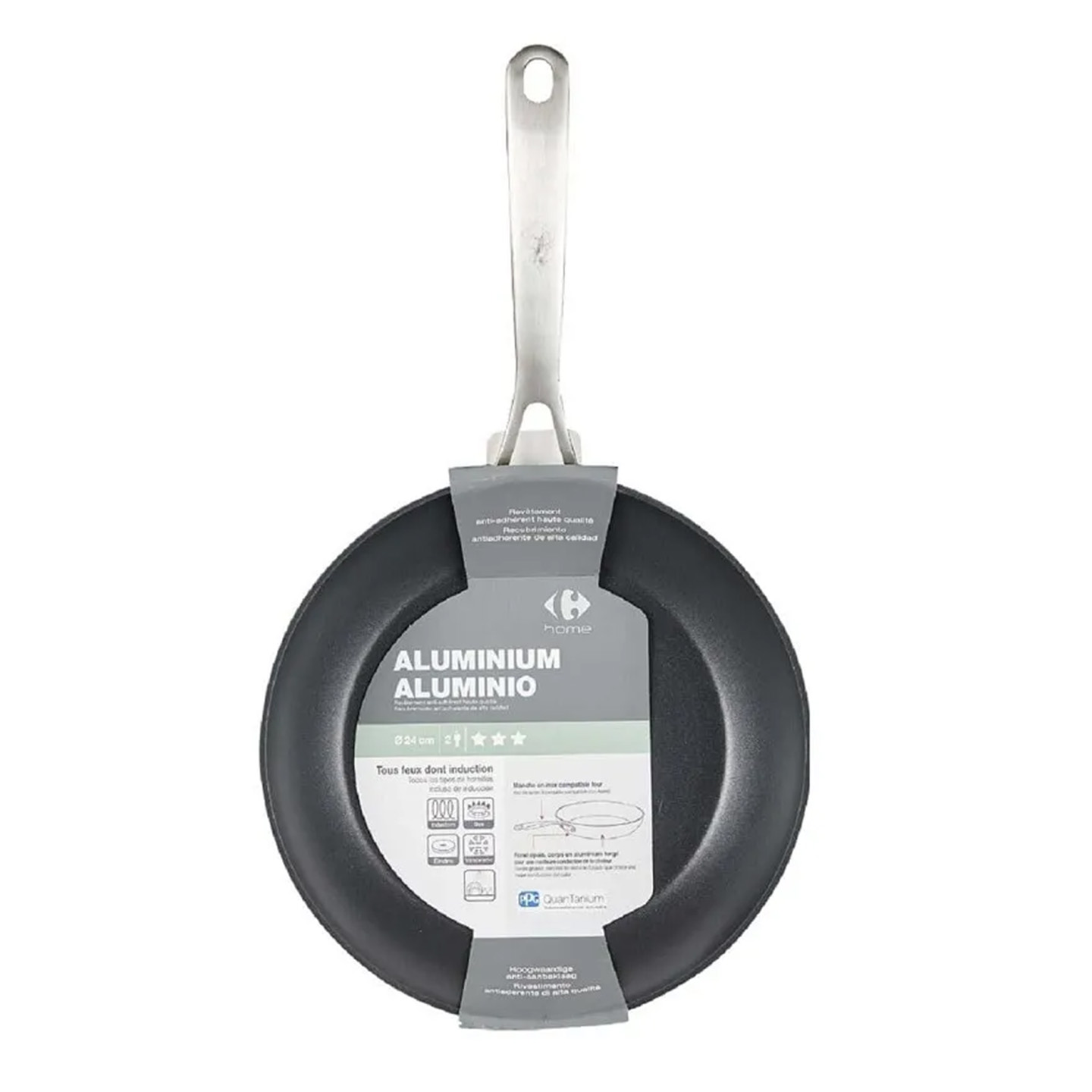 Tigaie Carrefour Home, aluminiu forjat, 24 cm, negru